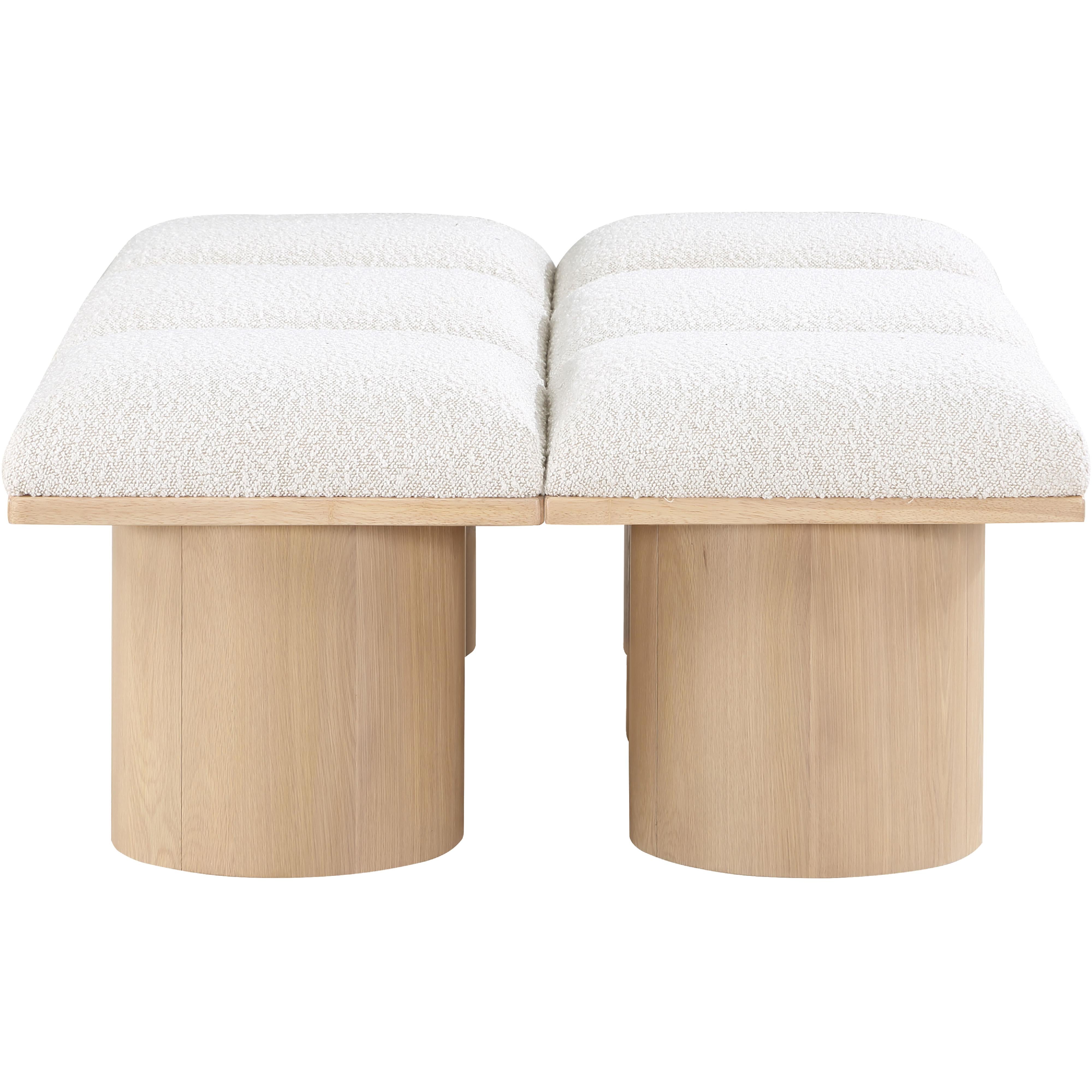 Meridian Pavilion Cream Boucle Fabric Bench