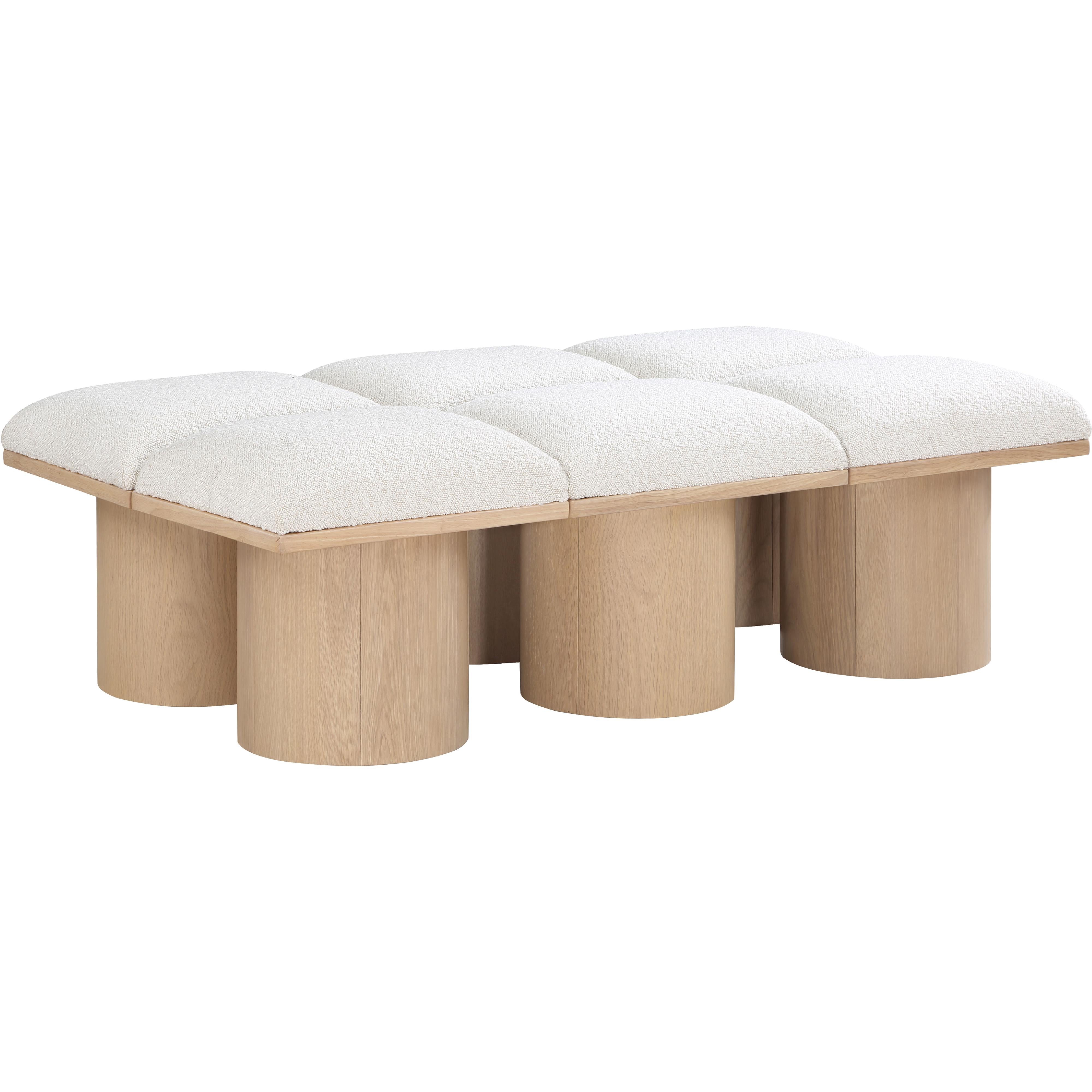 Meridian Pavilion Cream Boucle Fabric Bench