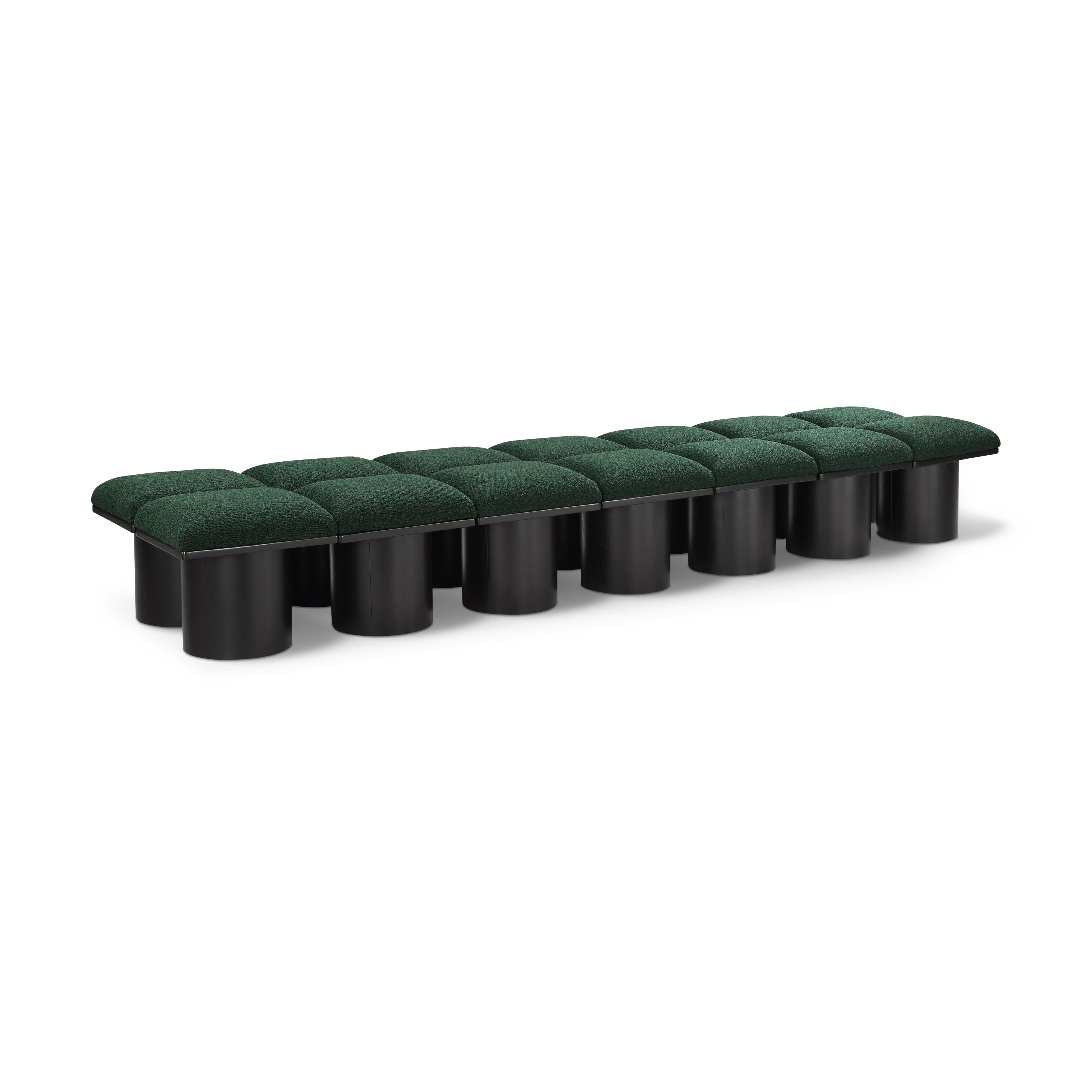 Meridian Pavilion Green Boucle Fabric Bench