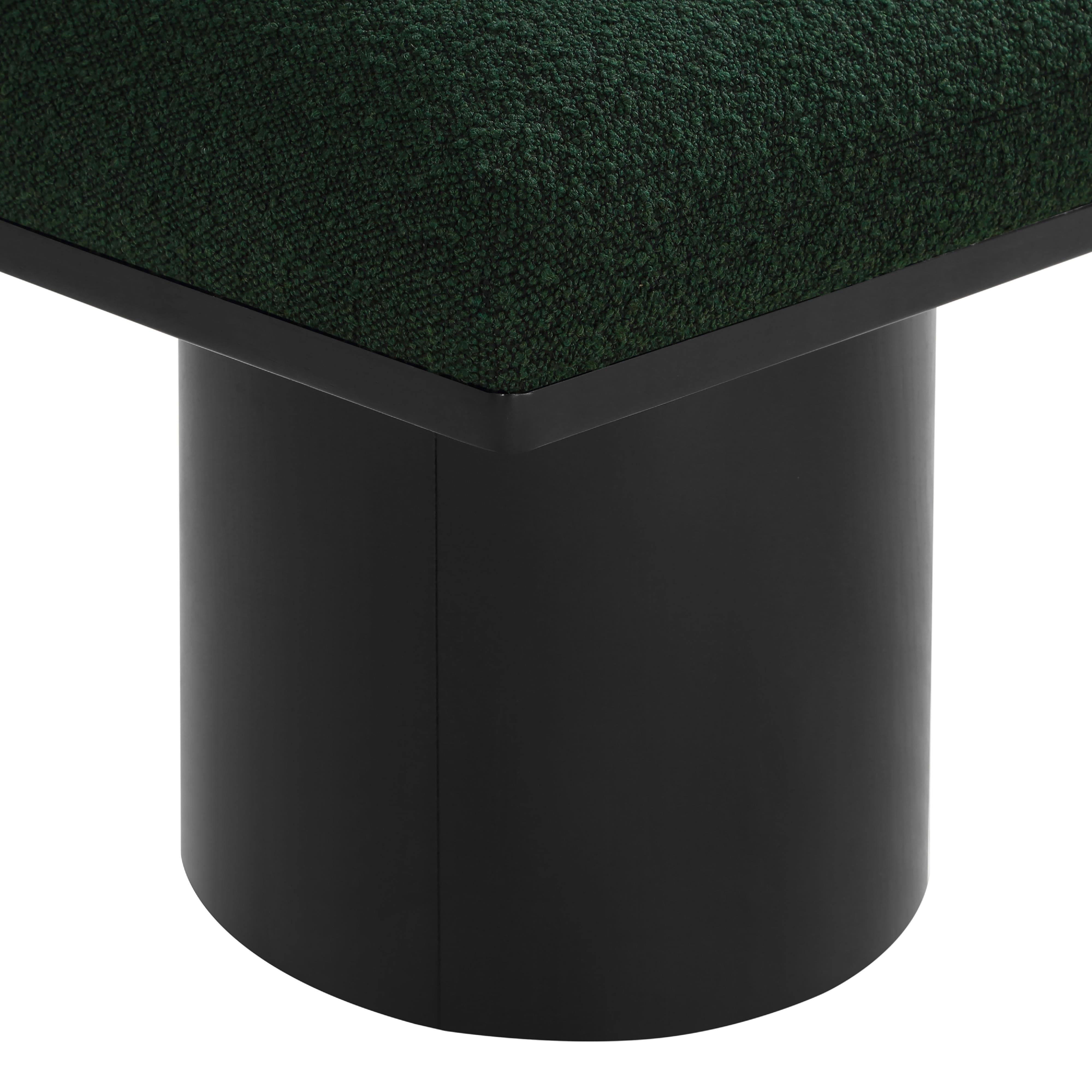 Meridian Pavilion Green Boucle Fabric Bench