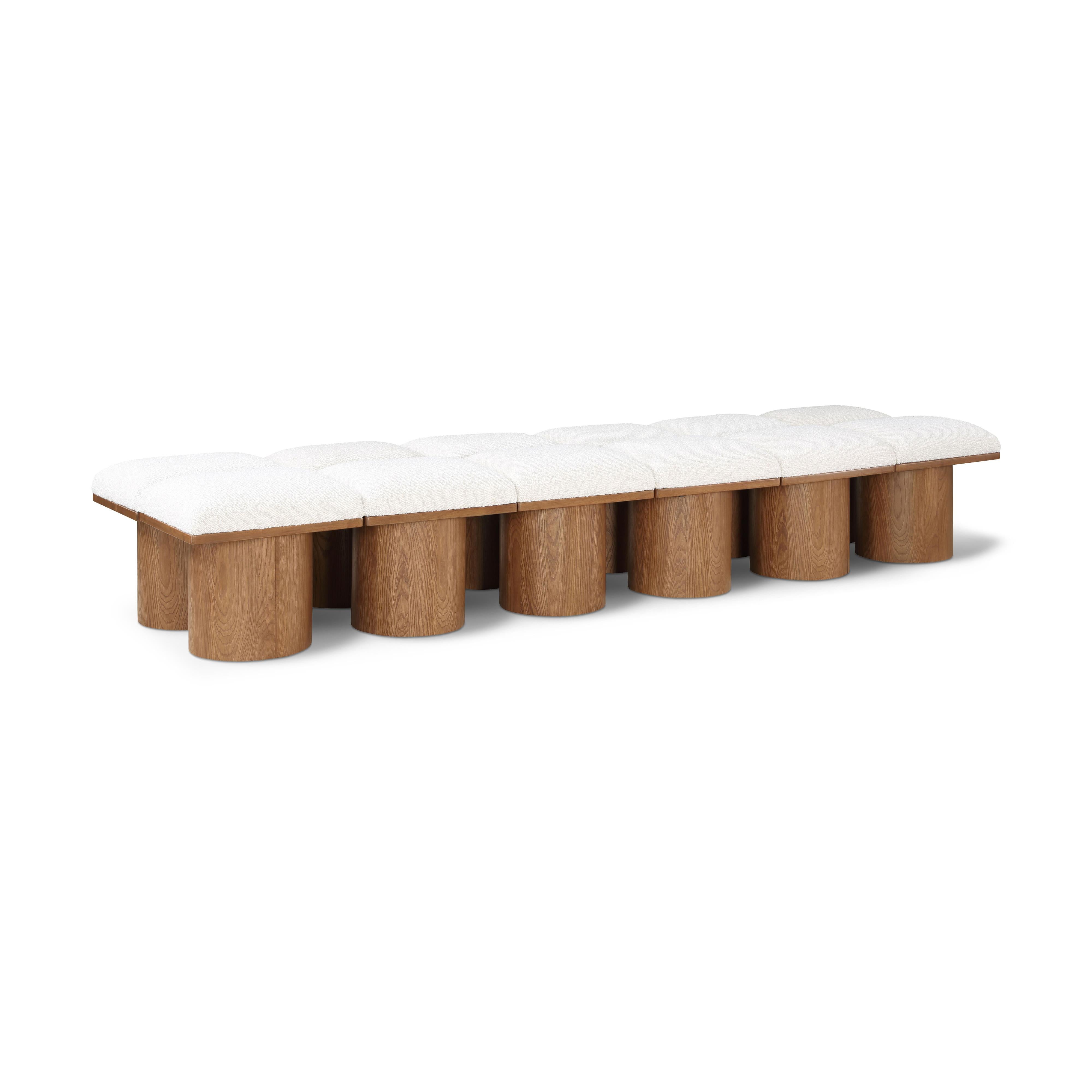 Meridian Pavilion Cream Boucle Fabric Bench