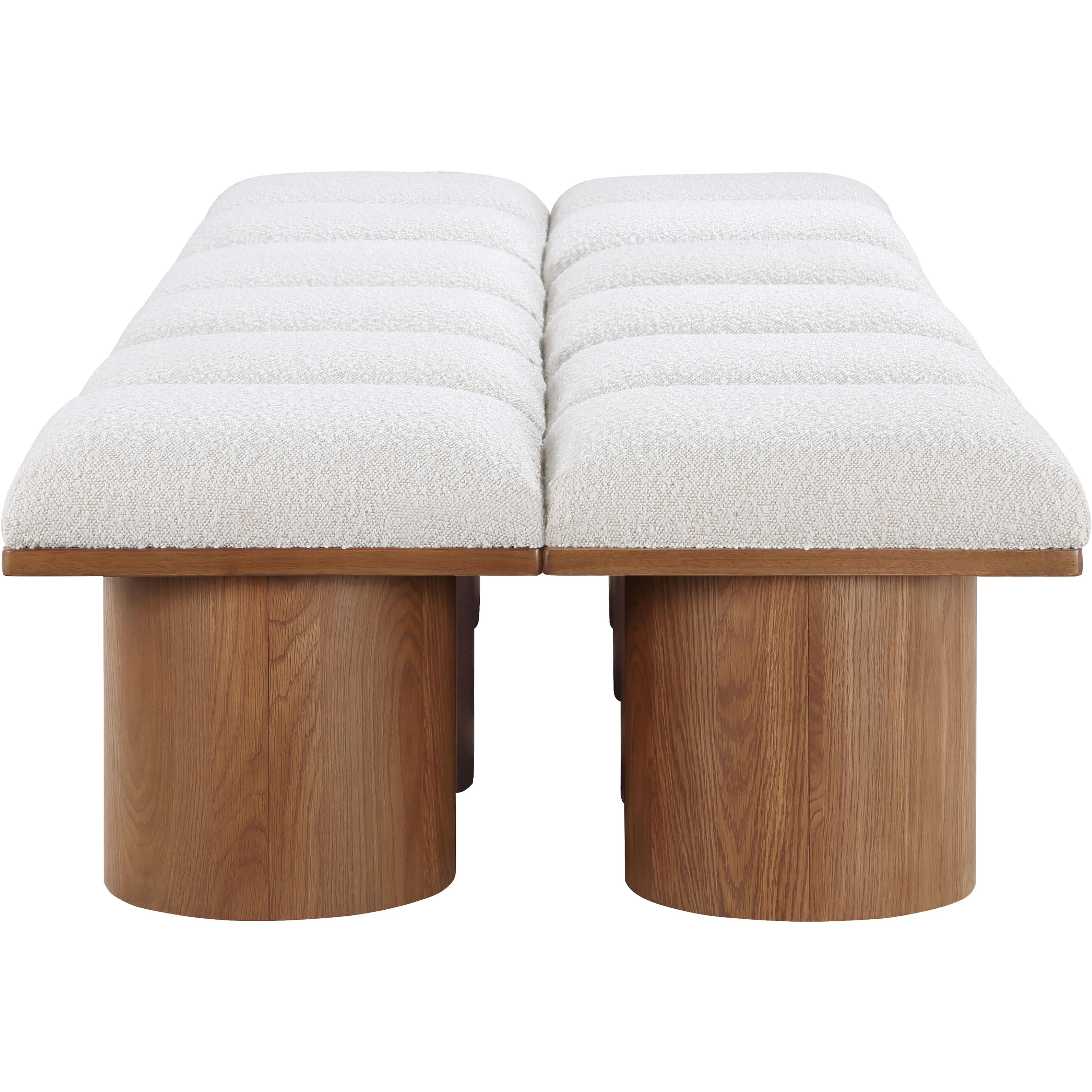 Meridian Pavilion Cream Boucle Fabric Bench