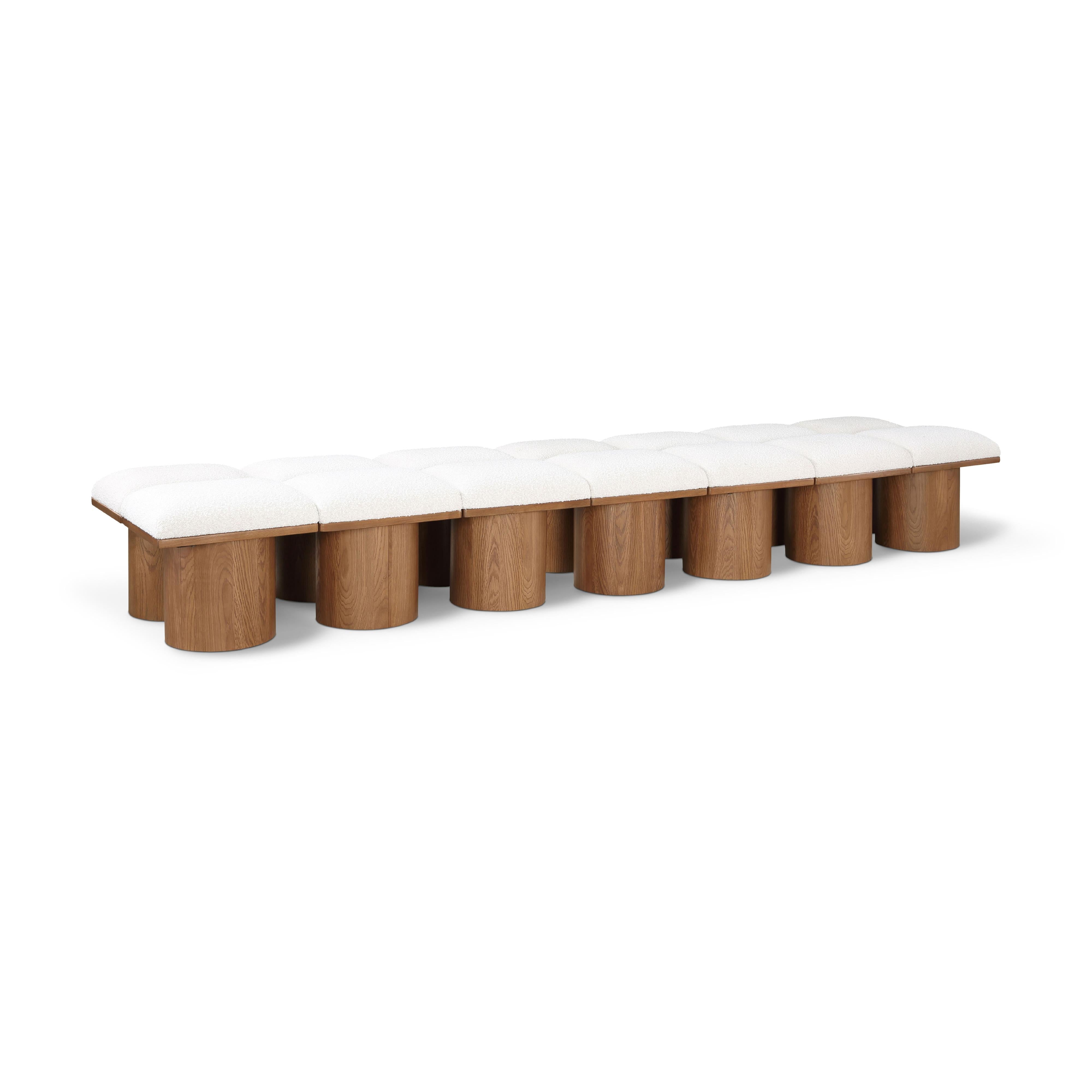 Meridian Pavilion Cream Boucle Fabric Bench
