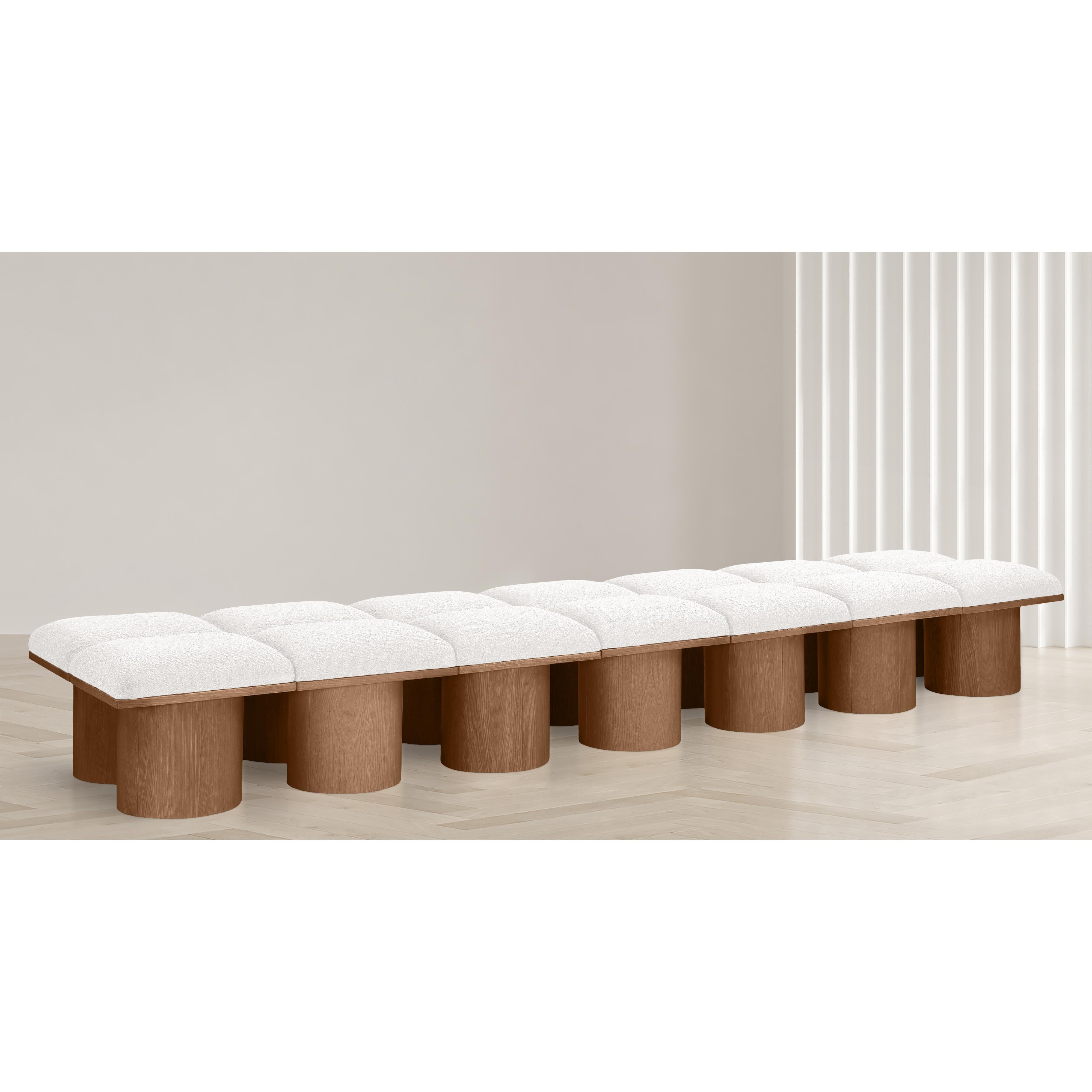 Meridian Pavilion Cream Boucle Fabric Bench