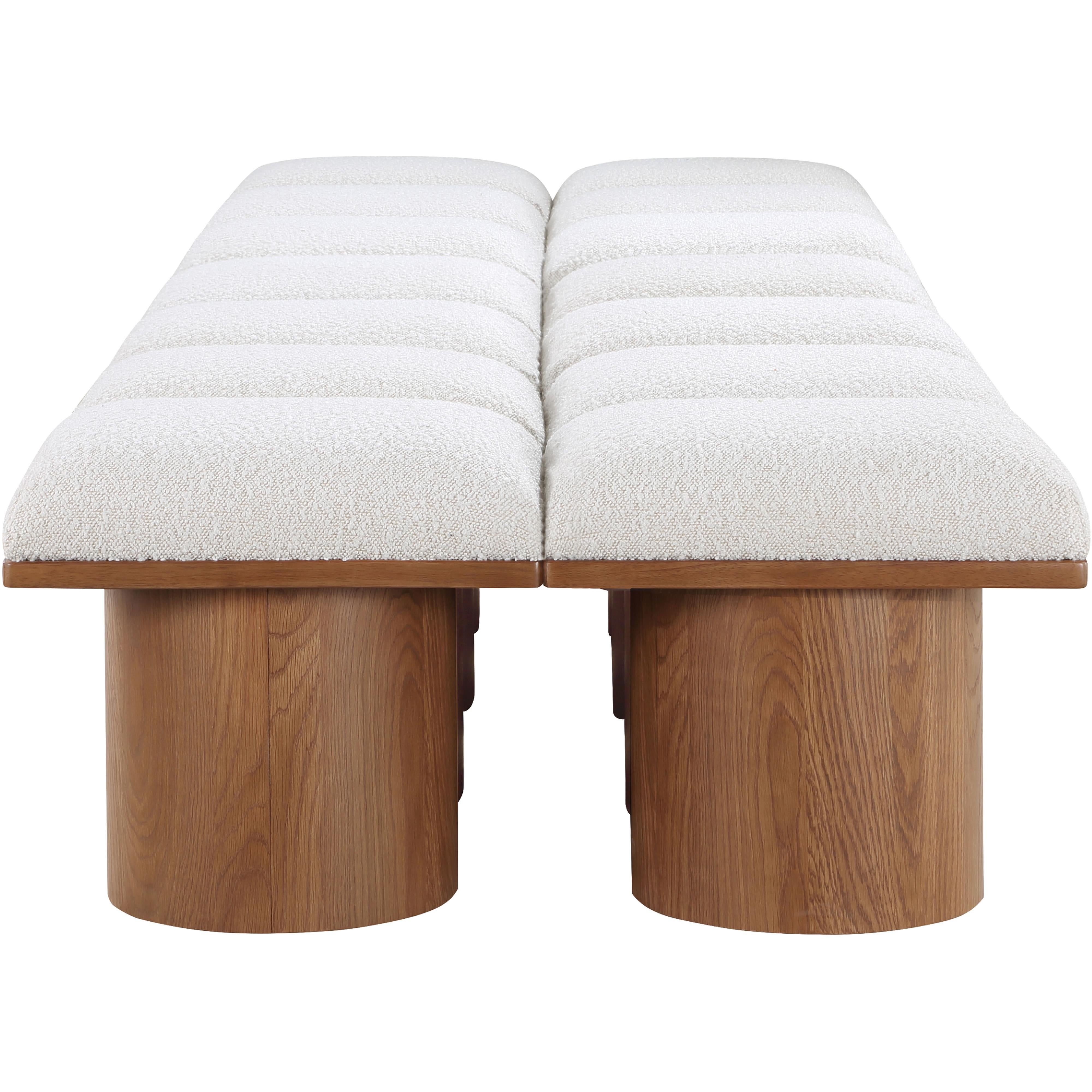 Meridian Pavilion Cream Boucle Fabric Bench