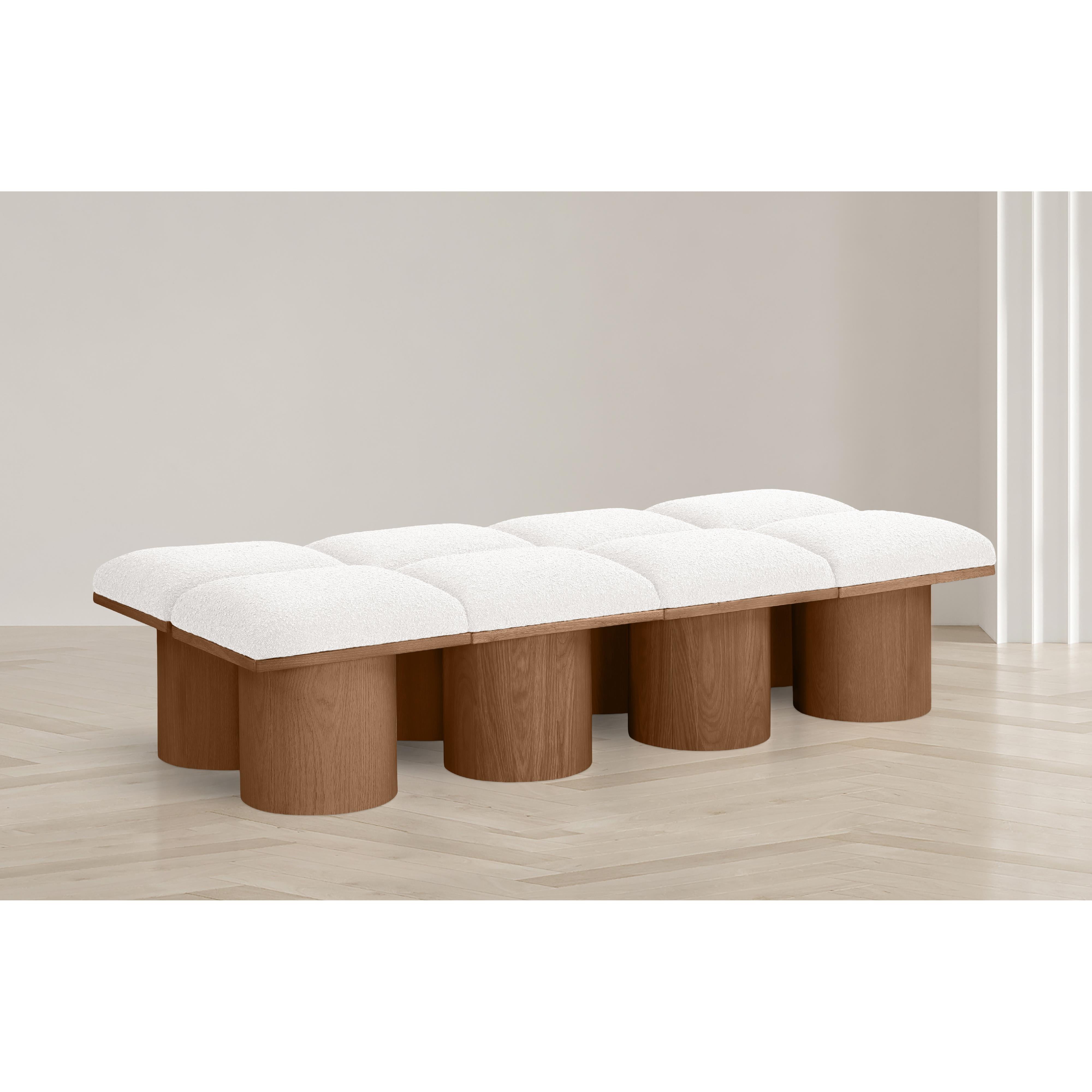 Meridian Pavilion Cream Boucle Fabric Bench
