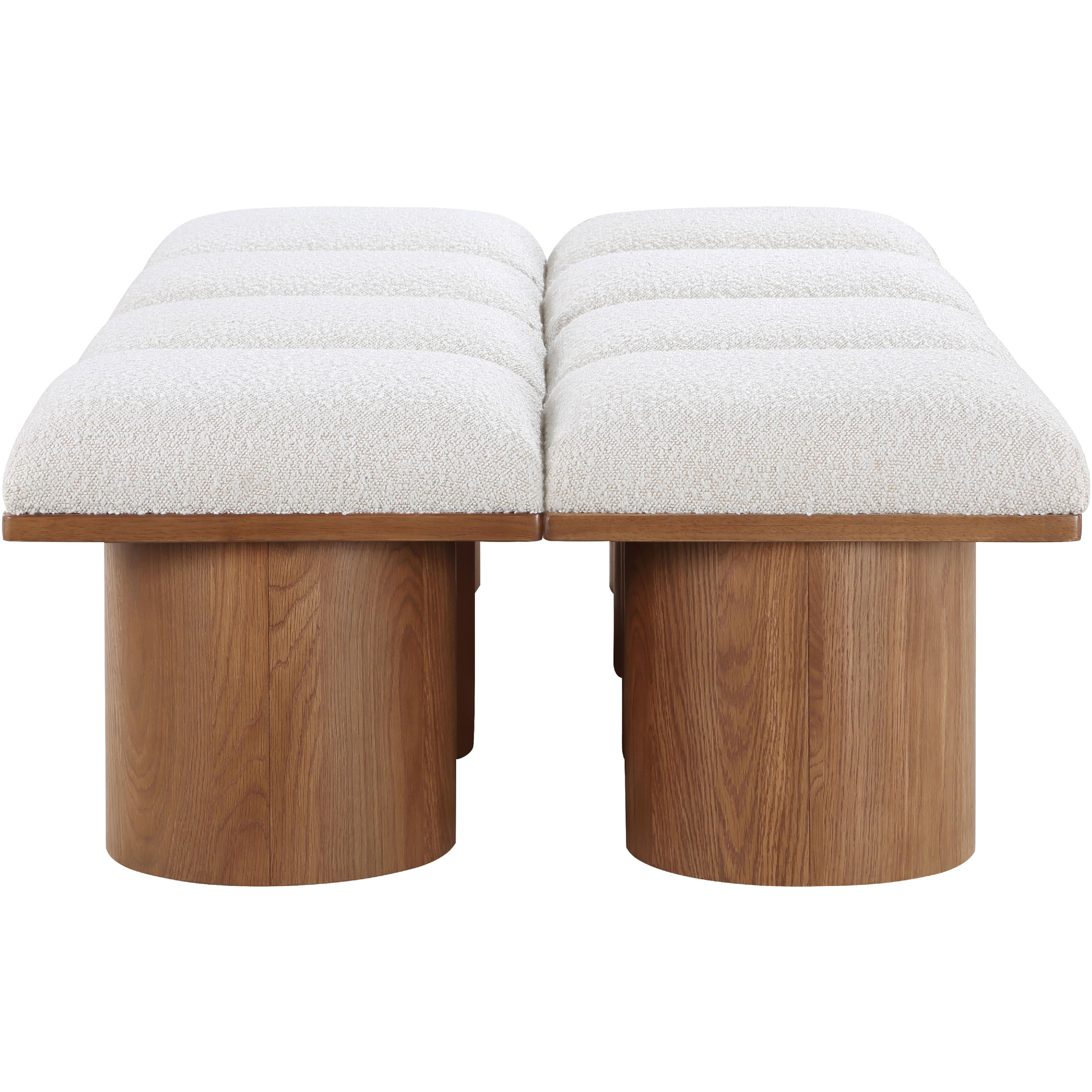 Meridian Pavilion Cream Boucle Fabric Bench