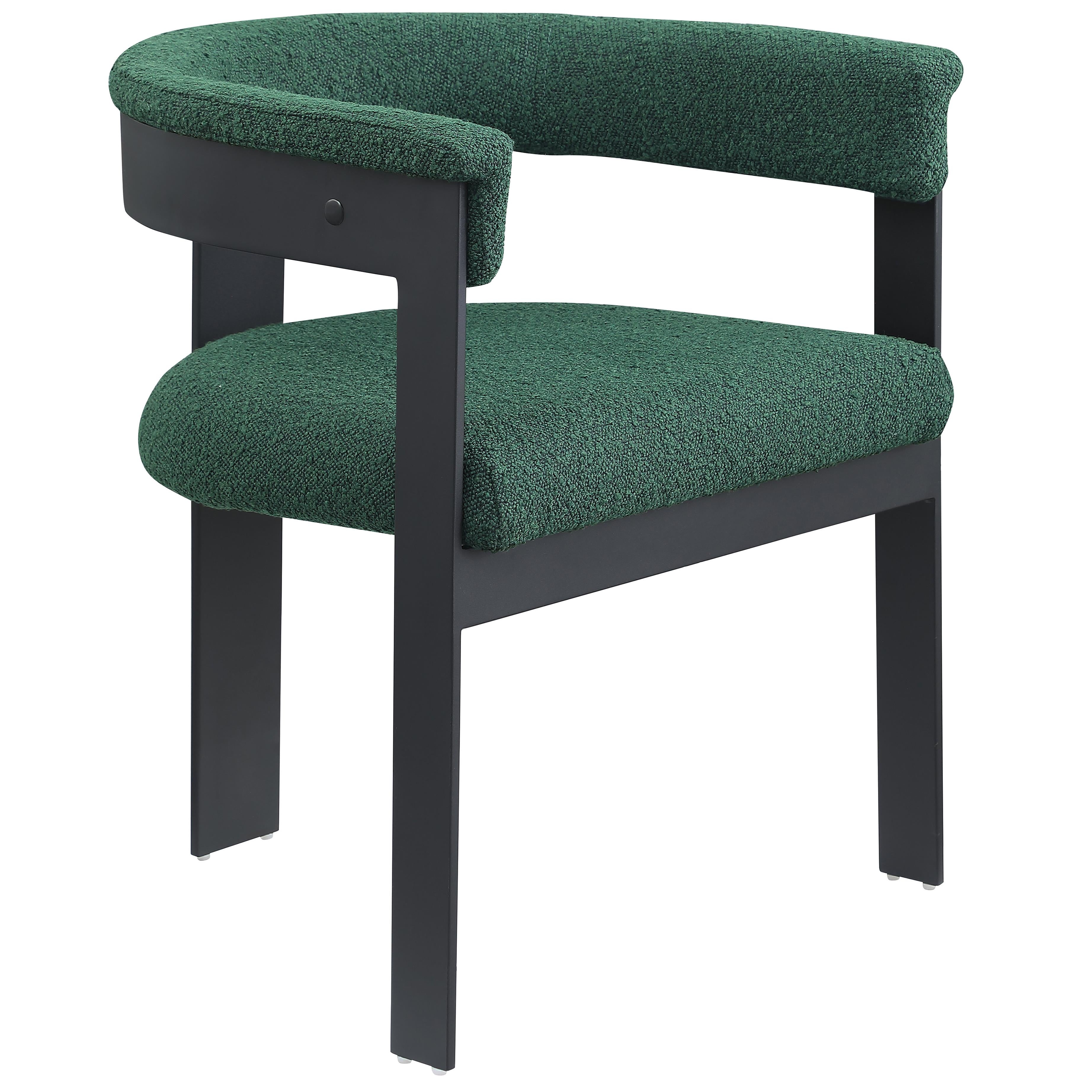 Meridian Romeo Green Boucle Fabric Dining Chair