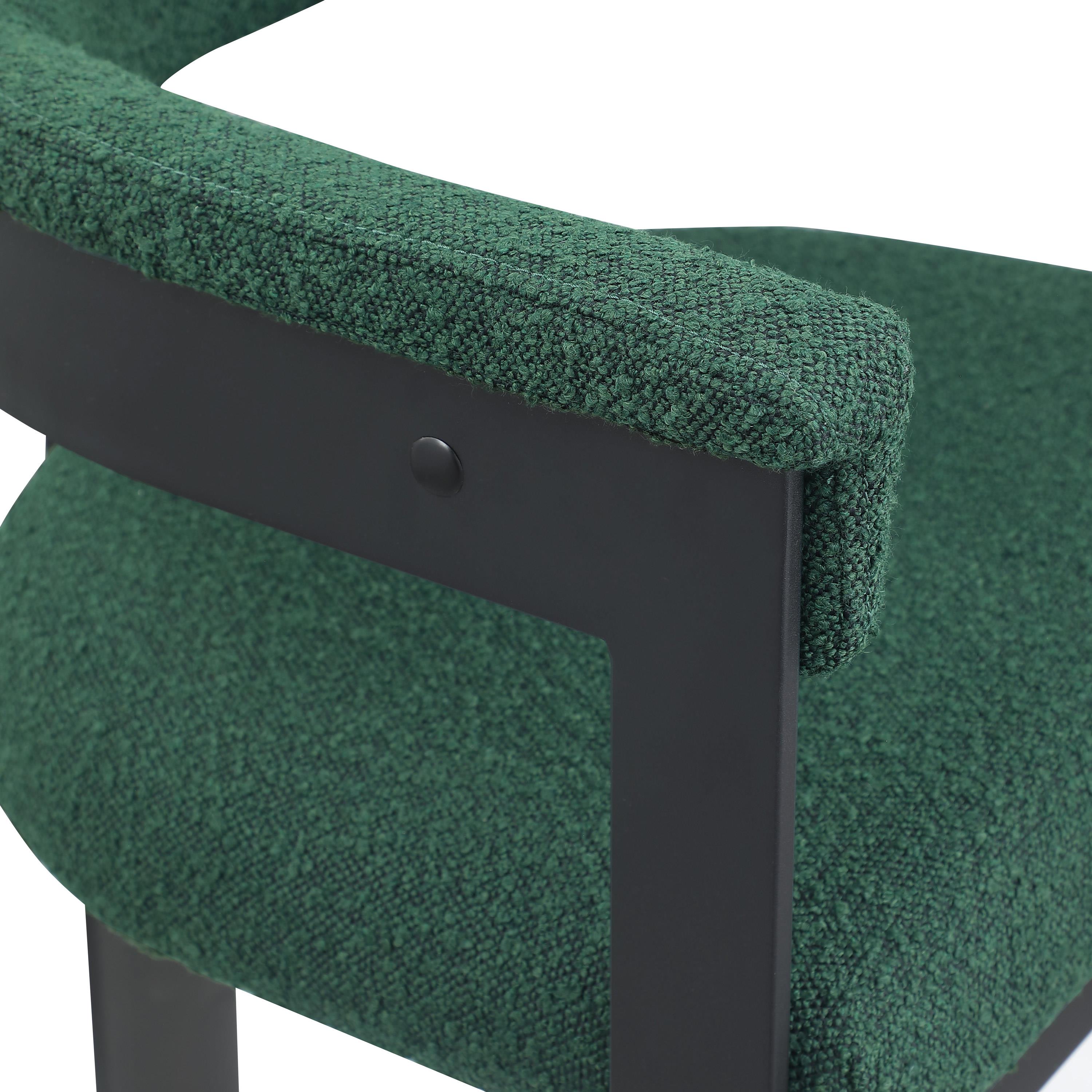 Meridian Romeo Green Boucle Fabric Dining Chair