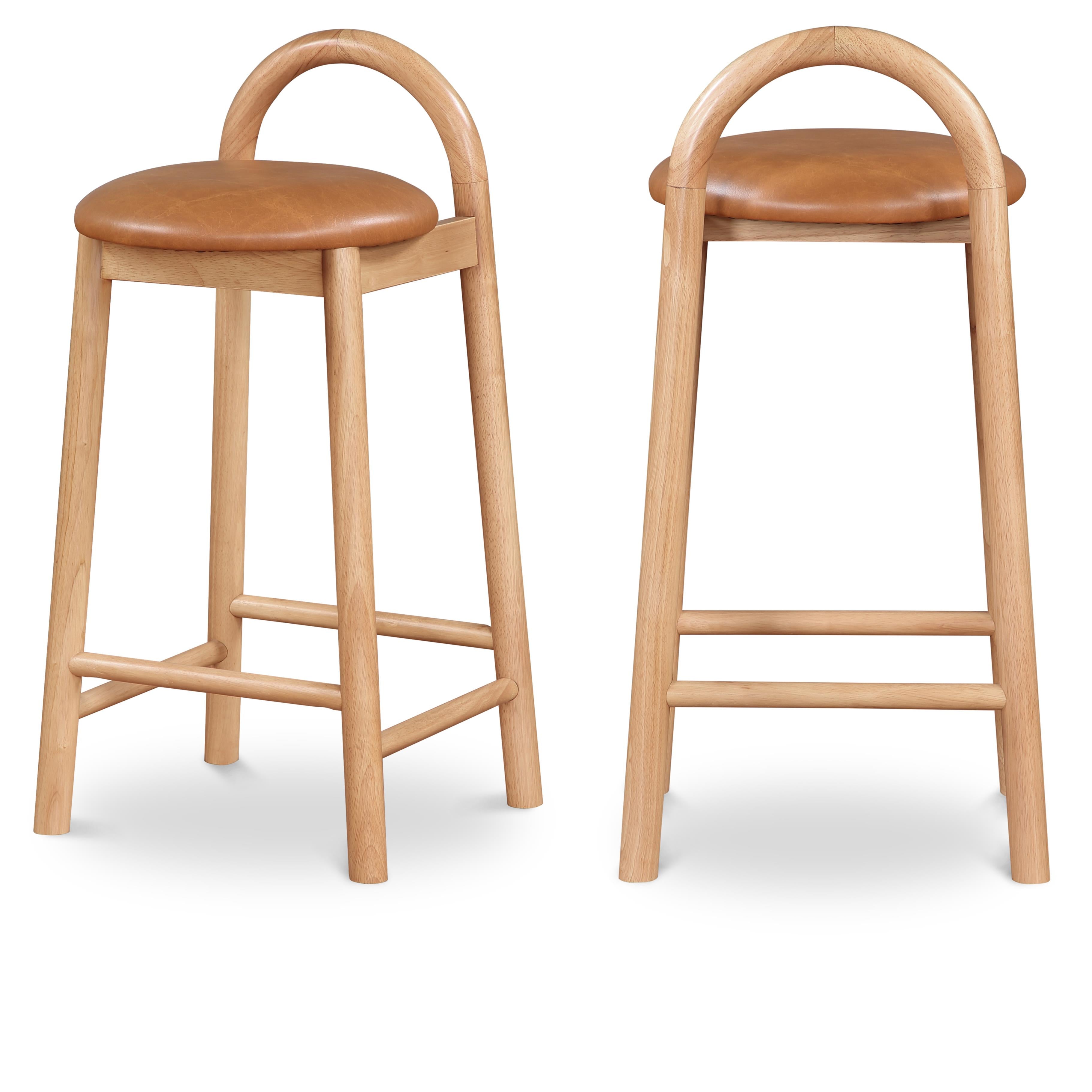 Meridian Calvin Cognac Vegan Leather Stool