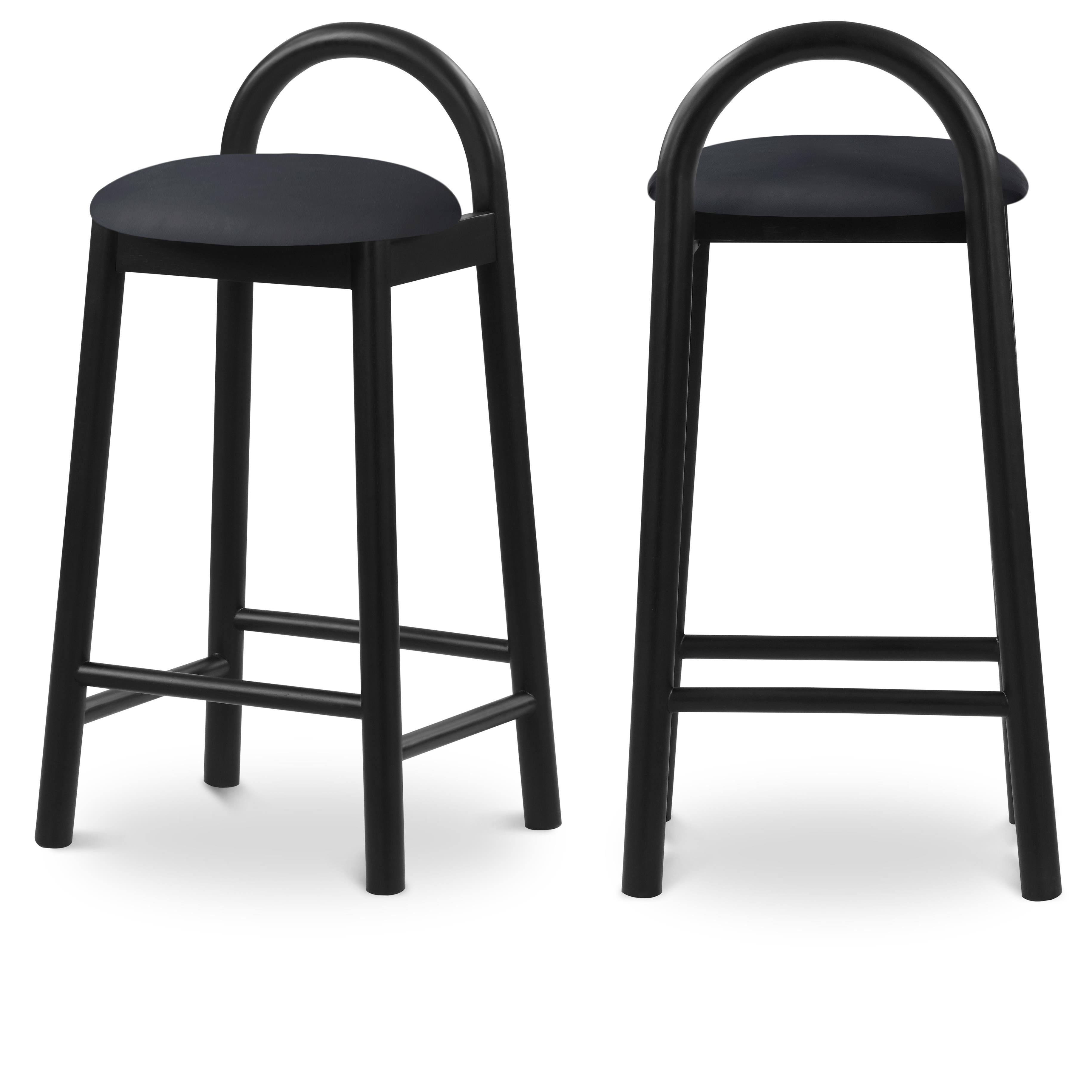 Meridian Calvin Black Vegan Leather Stool