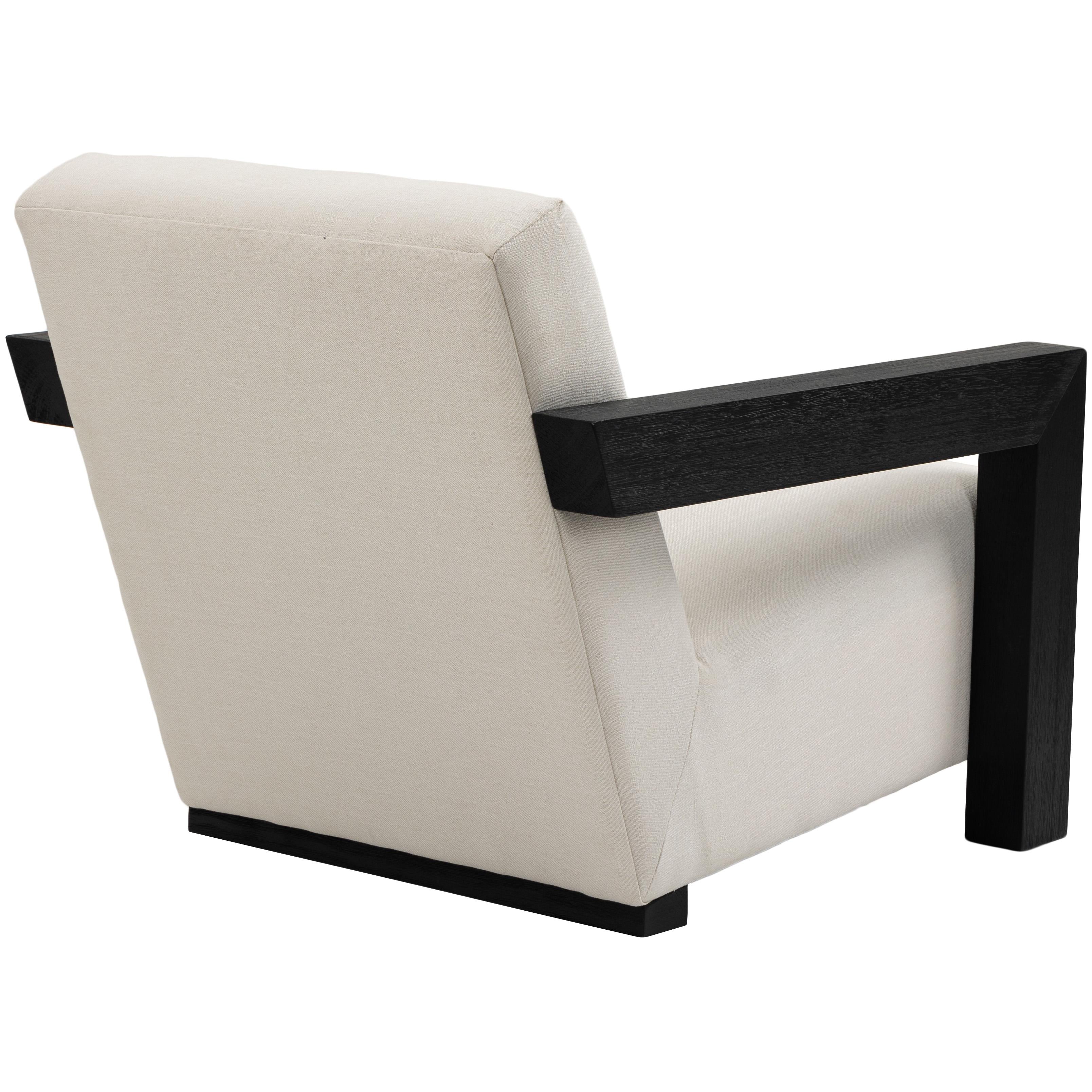 Meridian Ward Cream Linen Textured Fabric Accent Chair