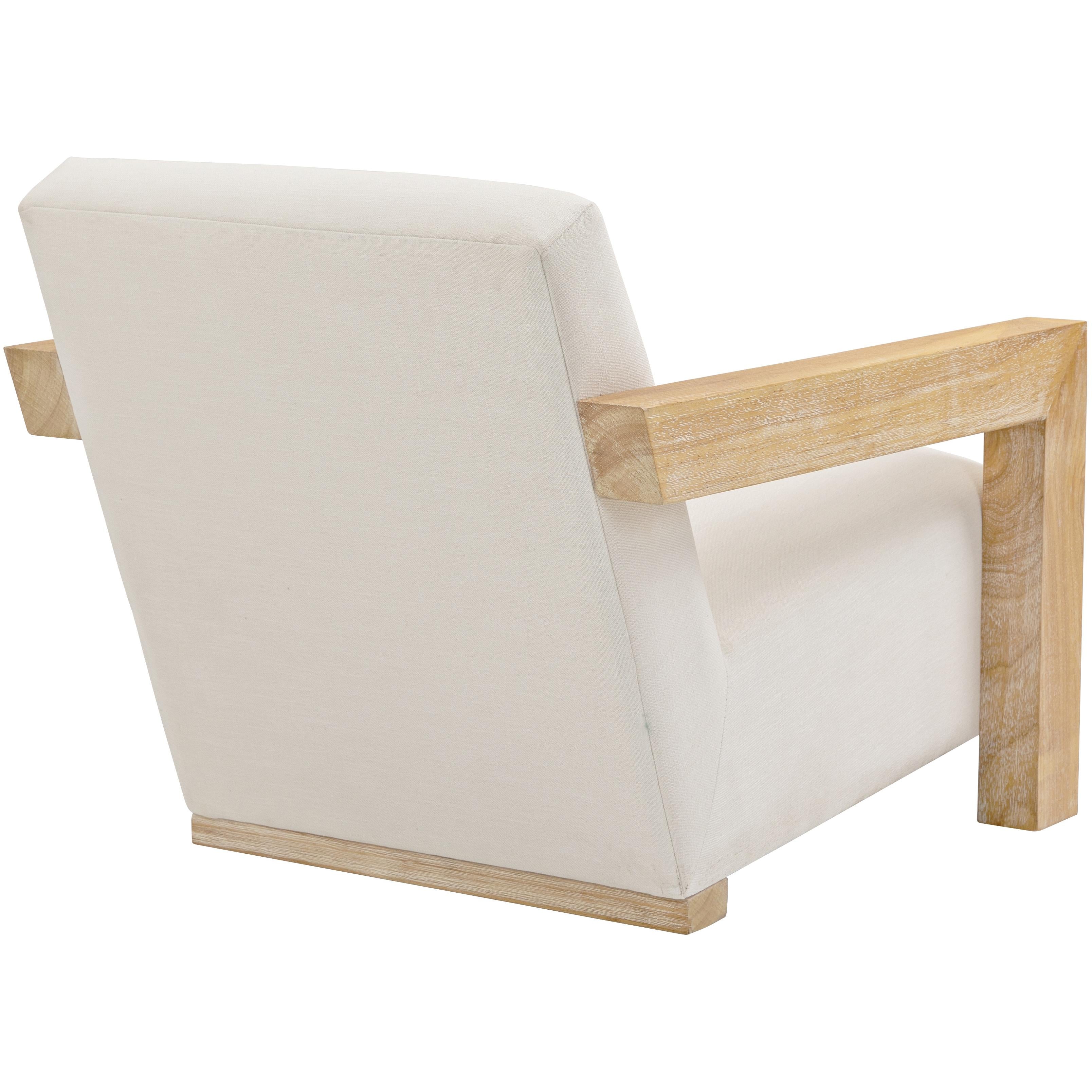 Meridian Ward Cream Linen Textured Fabric Accent Chair