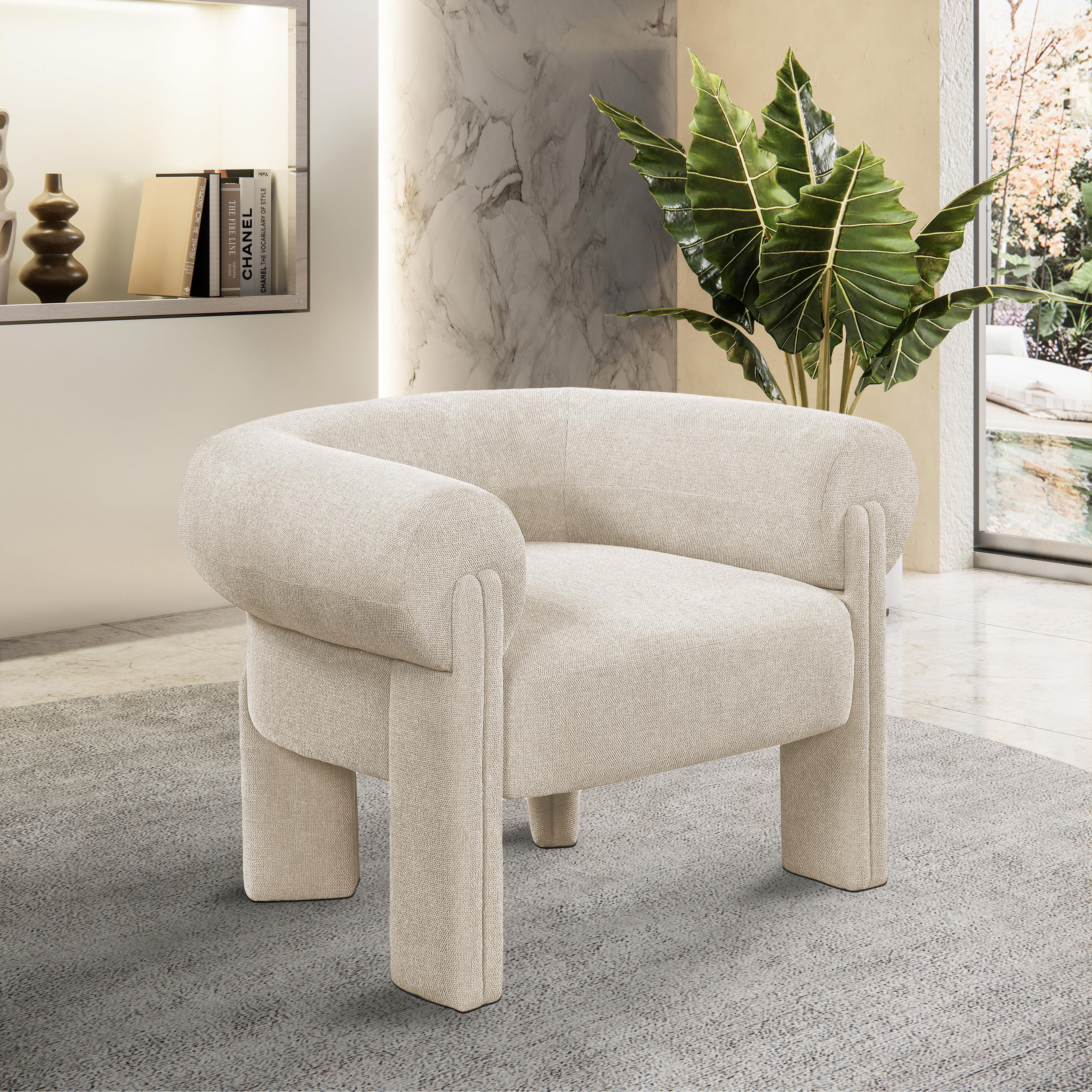 Meridian Stefano Beige Polyester Fabric Accent Chair