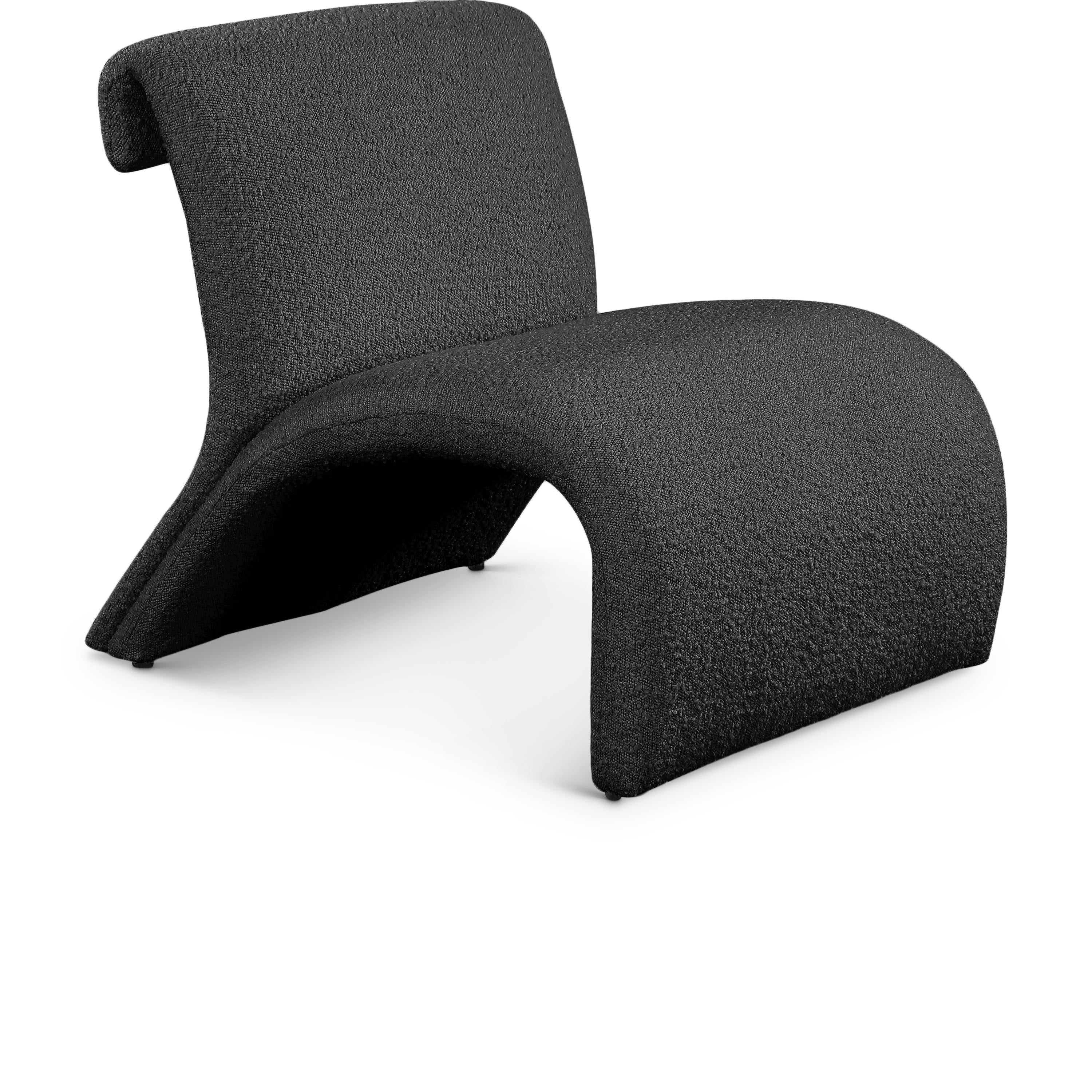 Meridian Mulberry Black Boucle Fabric Accent Chair