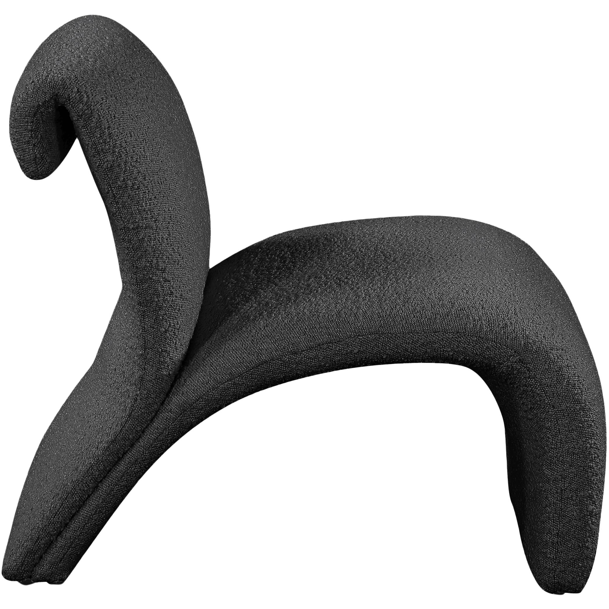 Meridian Mulberry Black Boucle Fabric Accent Chair