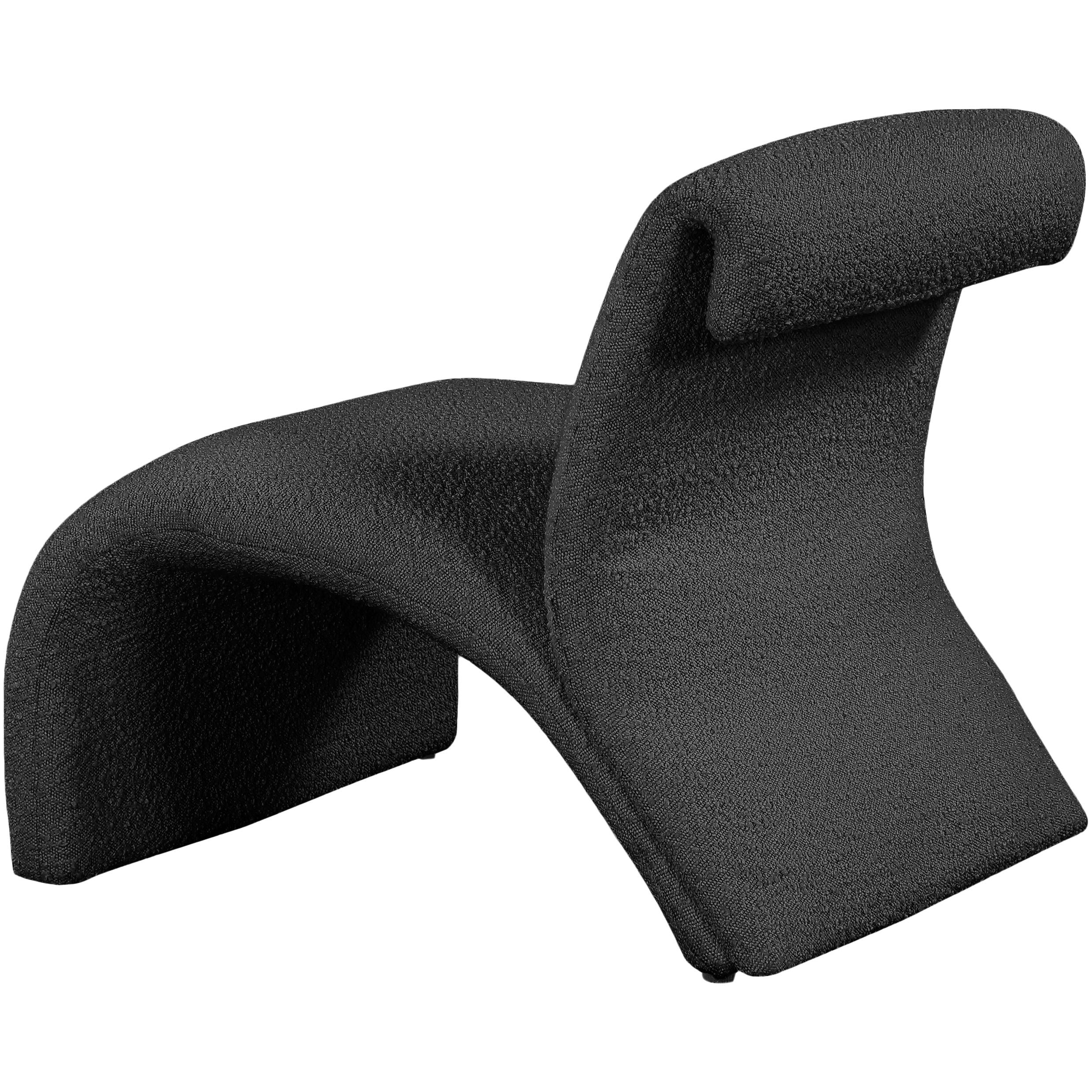 Meridian Mulberry Black Boucle Fabric Accent Chair