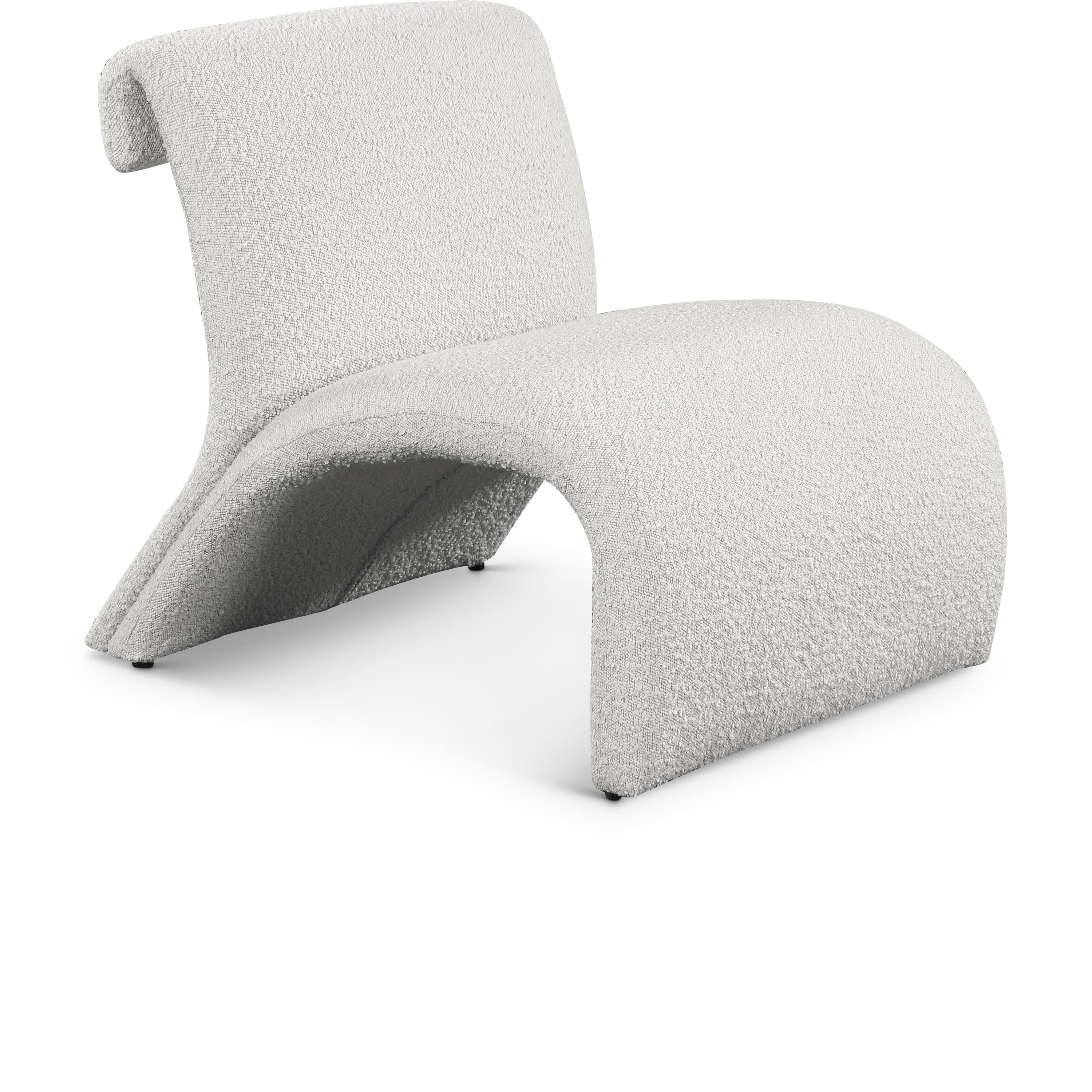 Meridian Mulberry Cream Boucle Fabric Accent Chair