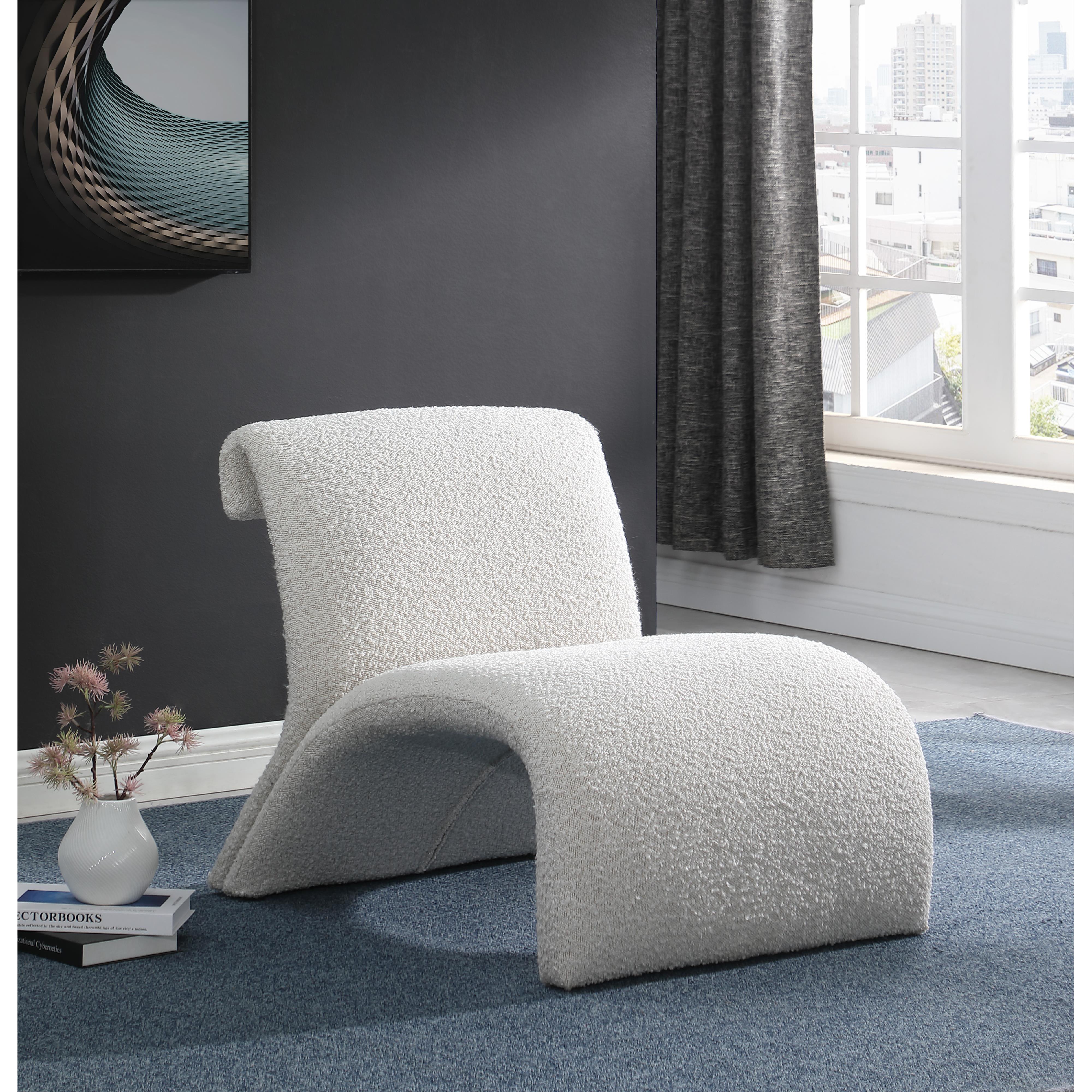 Meridian Mulberry Cream Boucle Fabric Accent Chair