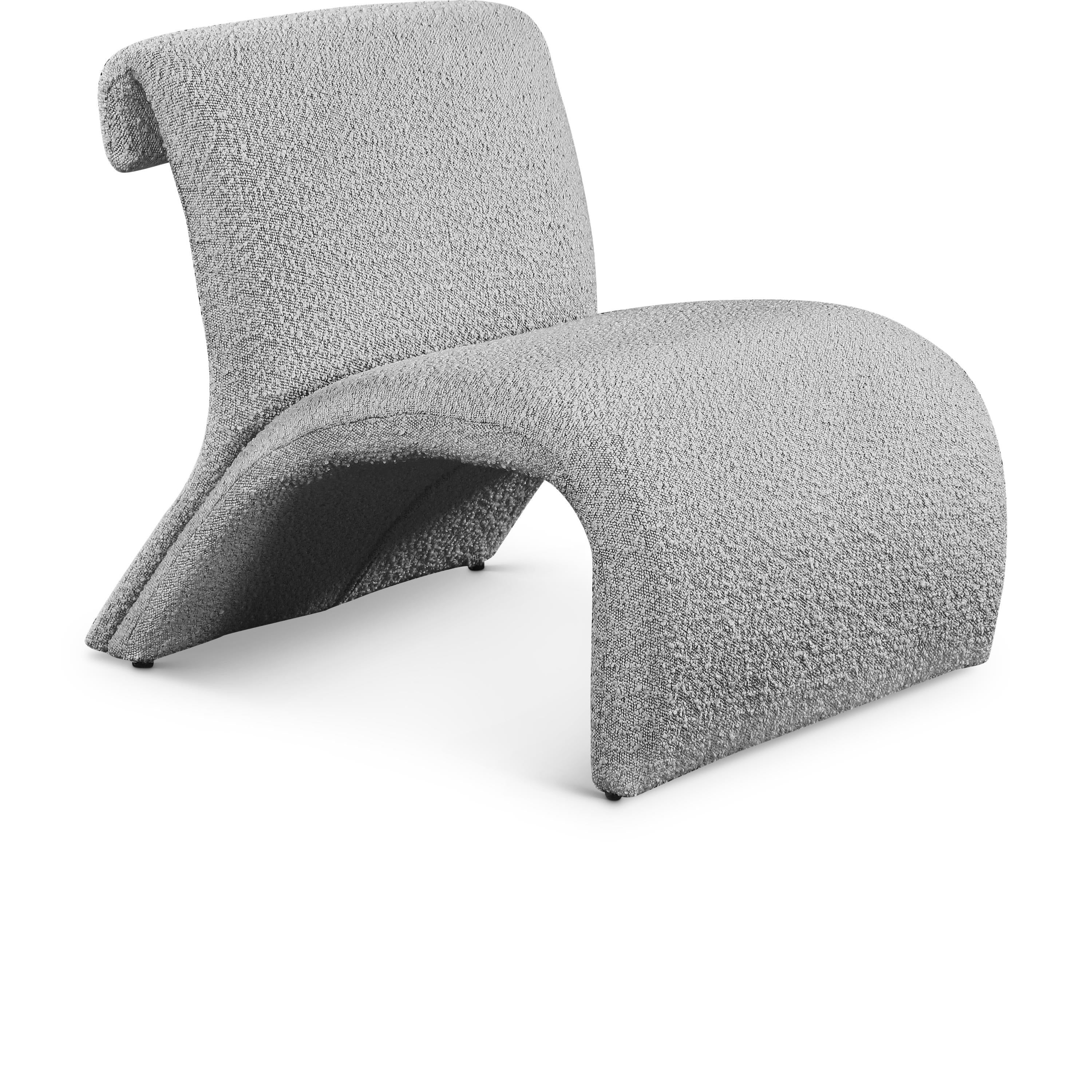 Meridian Mulberry Grey Boucle Fabric Accent Chair