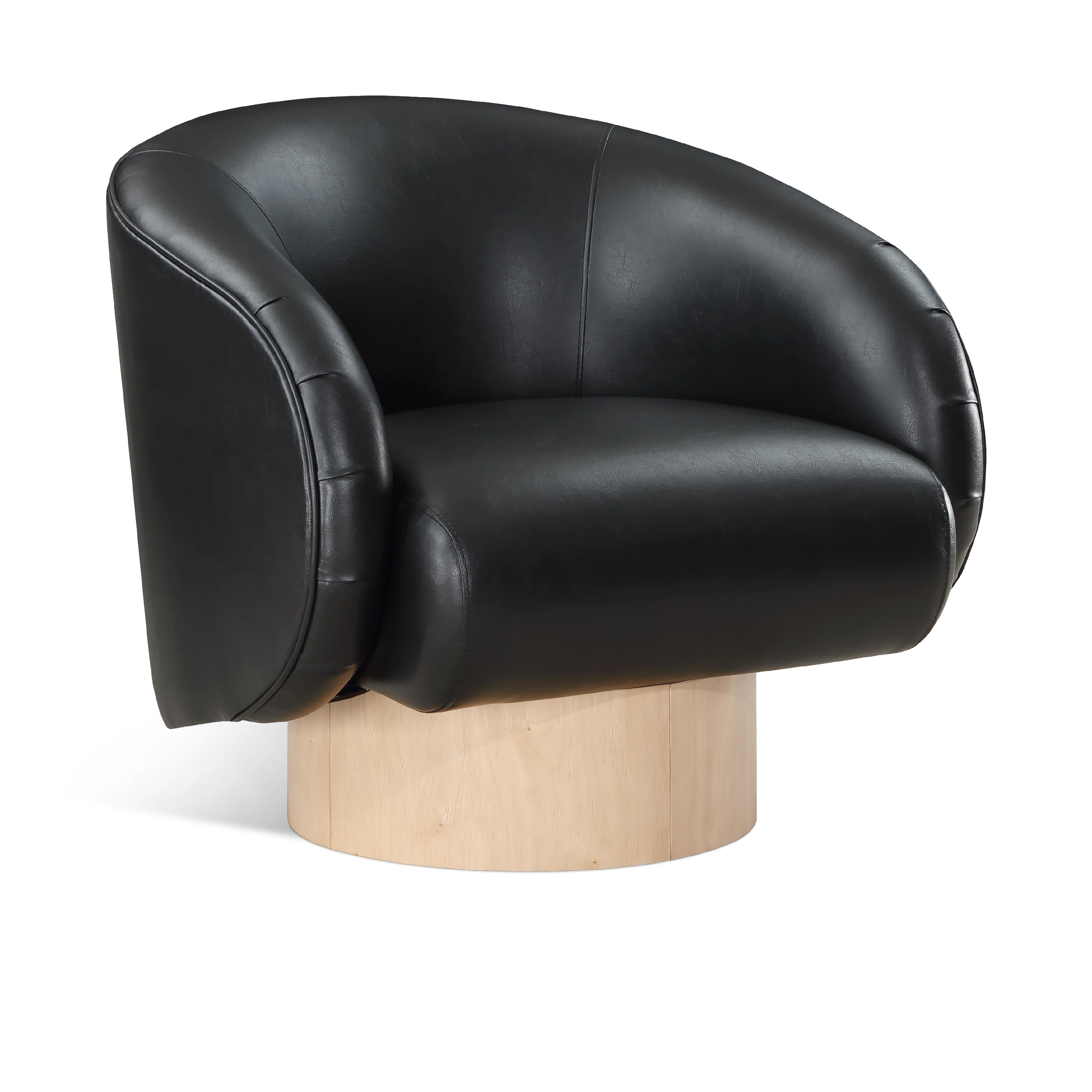 Meridian Gibson Black Vegan Leather Swivel Accent Chair