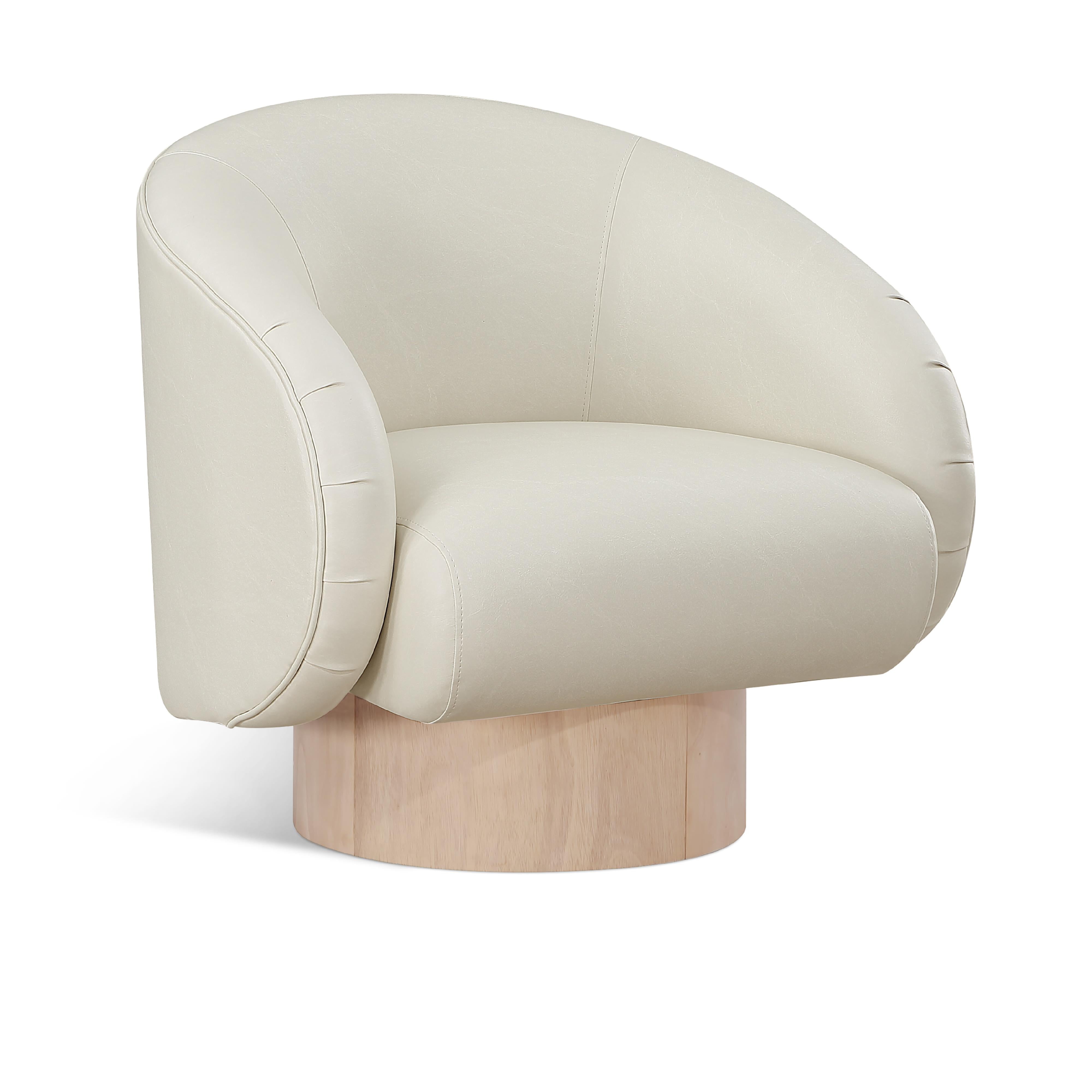 Meridian Gibson Cream Vegan Leather Swivel Accent Chair