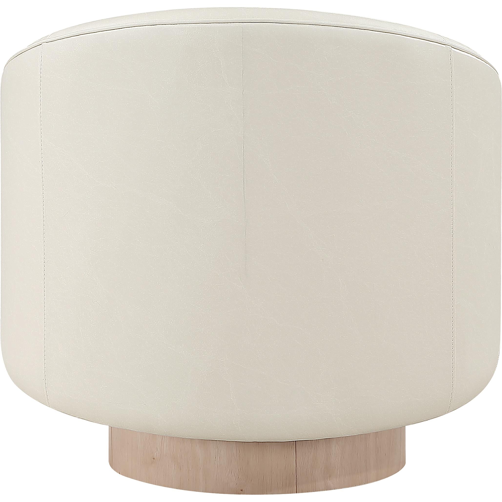 Meridian Gibson Cream Vegan Leather Swivel Accent Chair