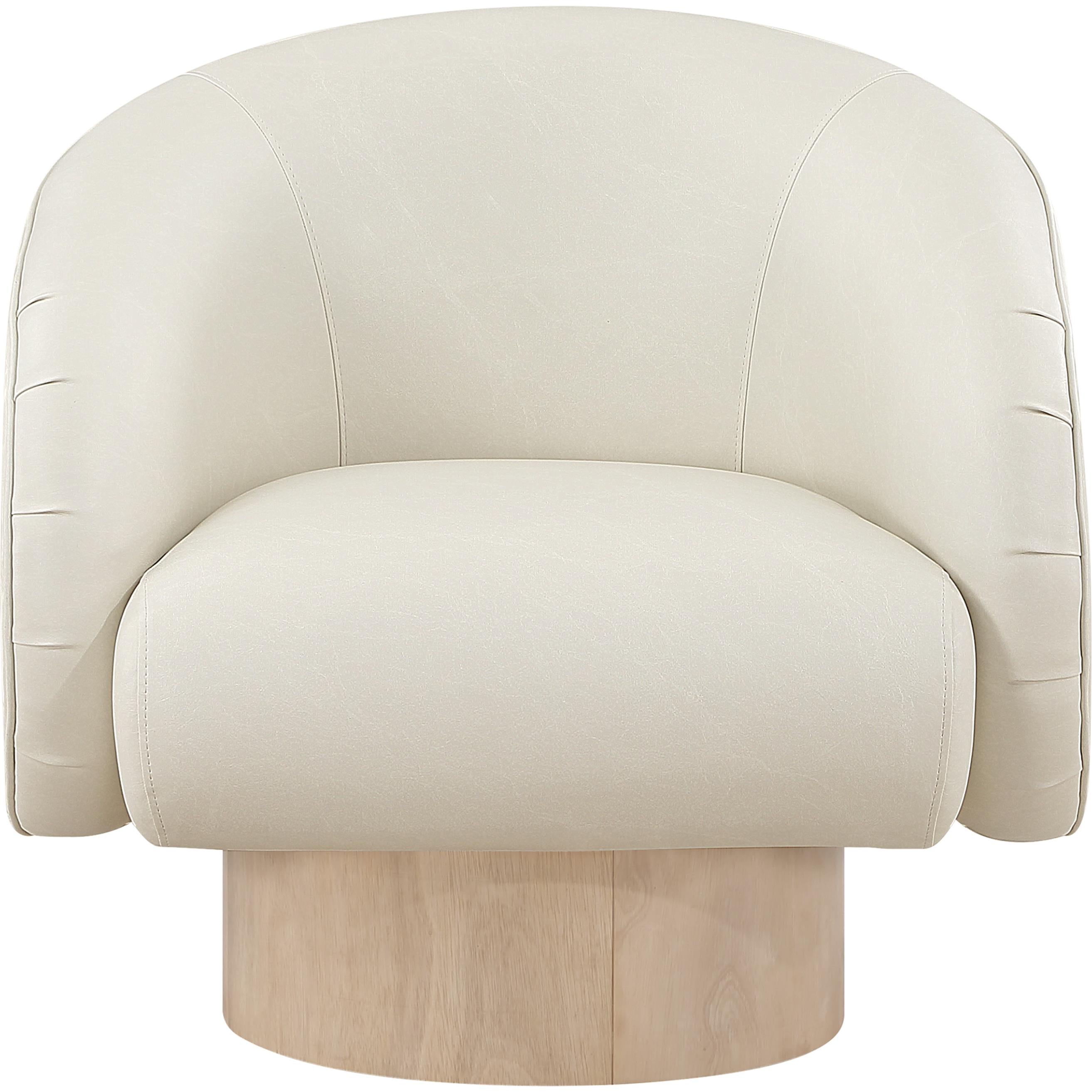 Meridian Gibson Cream Vegan Leather Swivel Accent Chair