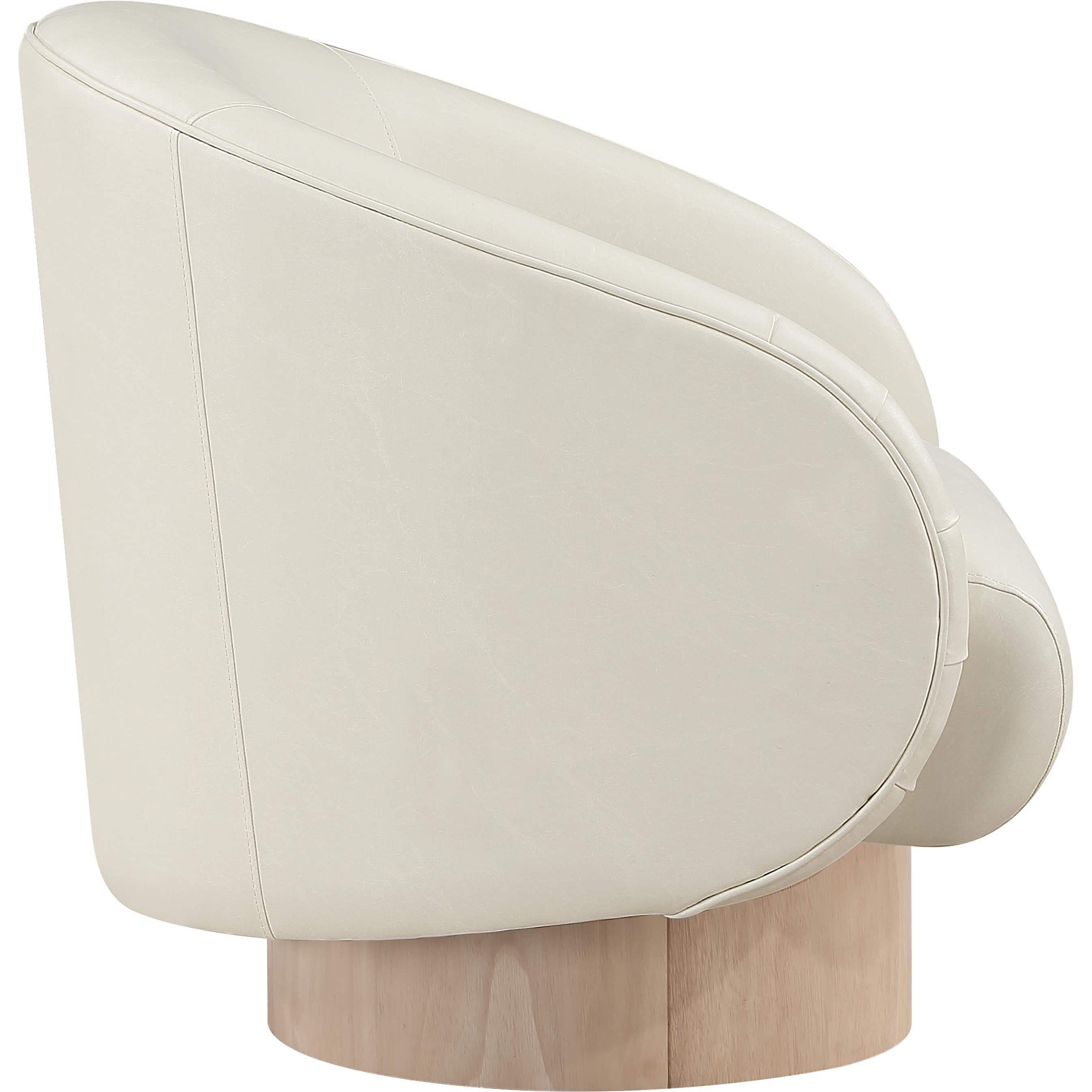 Meridian Gibson Cream Vegan Leather Swivel Accent Chair