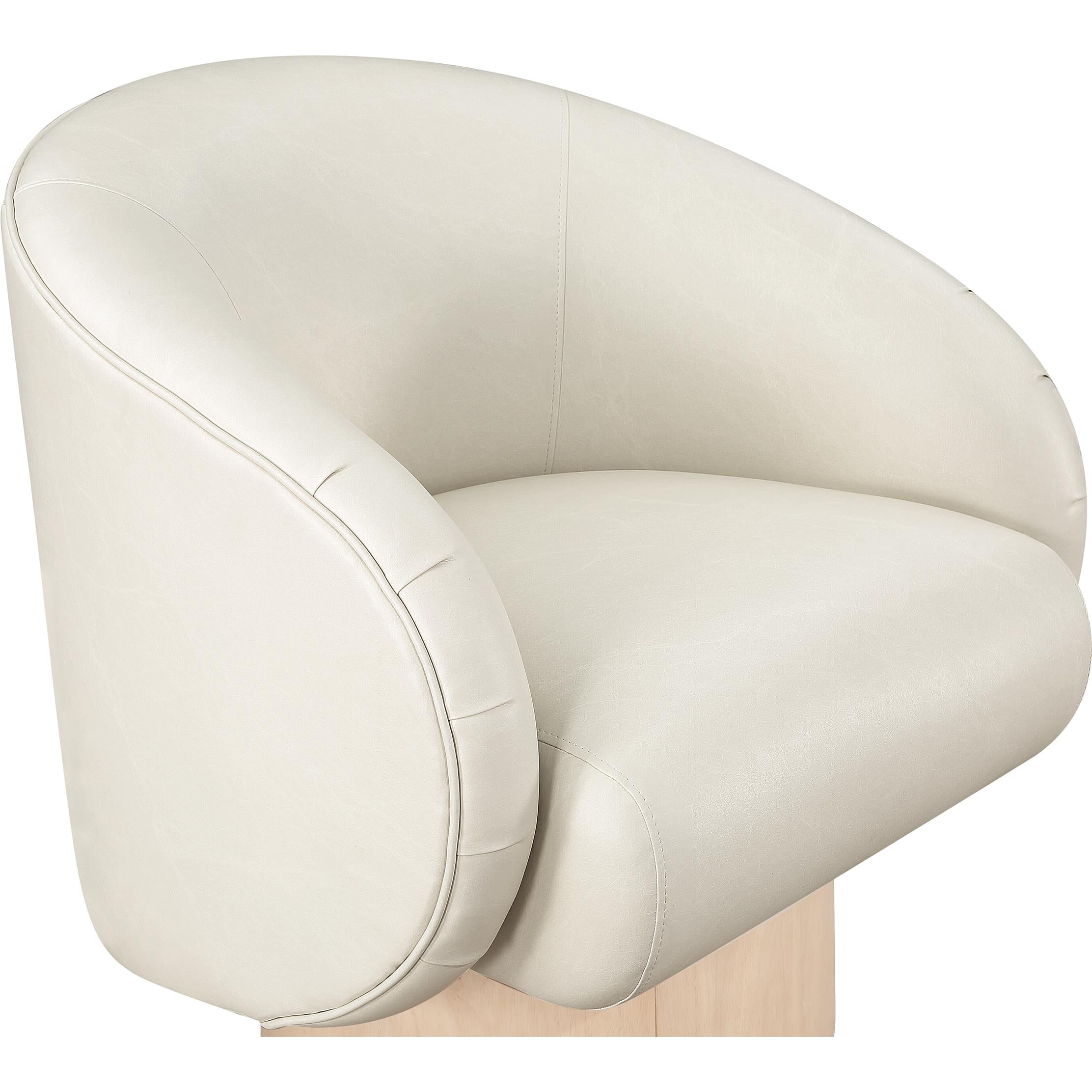 Meridian Gibson Cream Vegan Leather Swivel Accent Chair