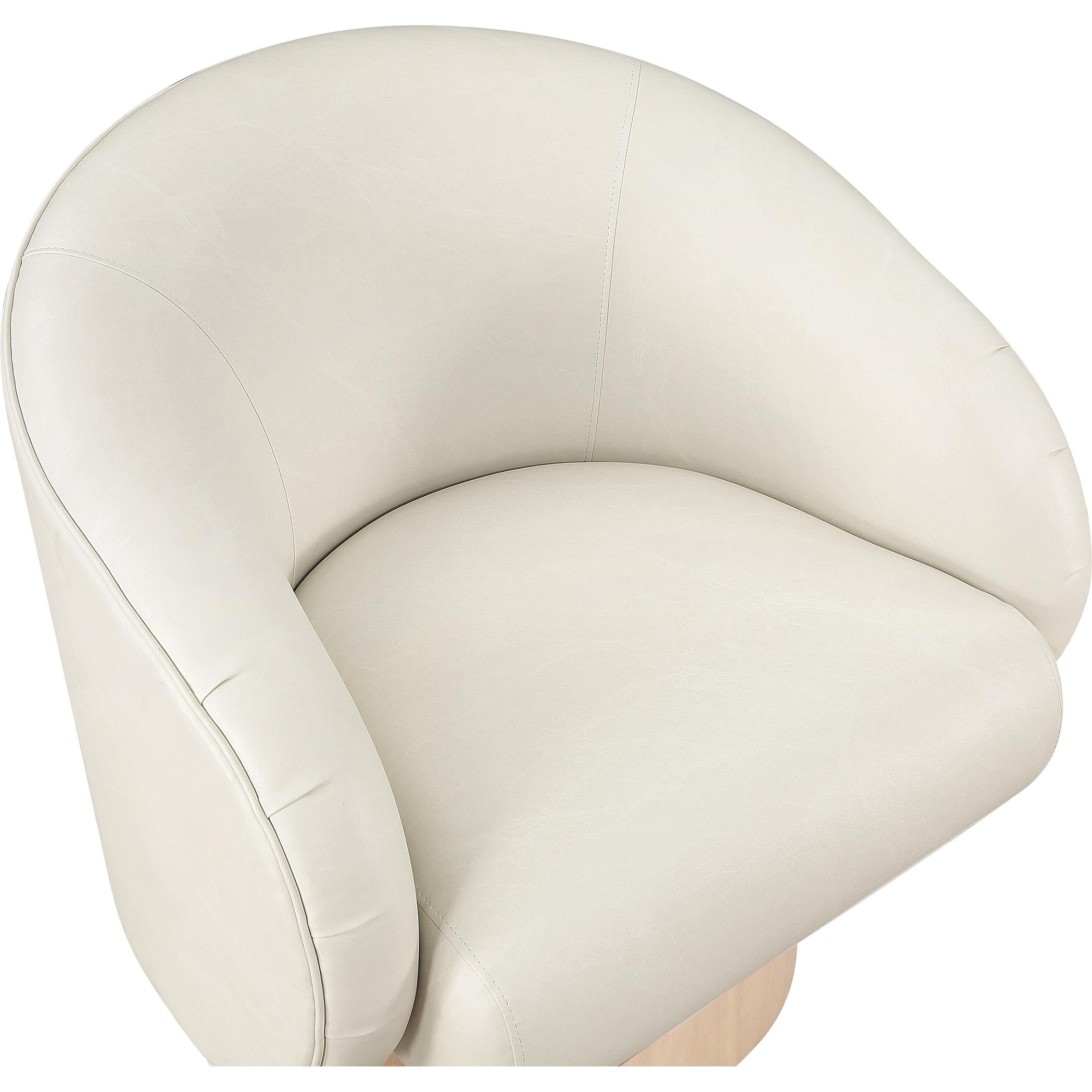 Meridian Gibson Cream Vegan Leather Swivel Accent Chair
