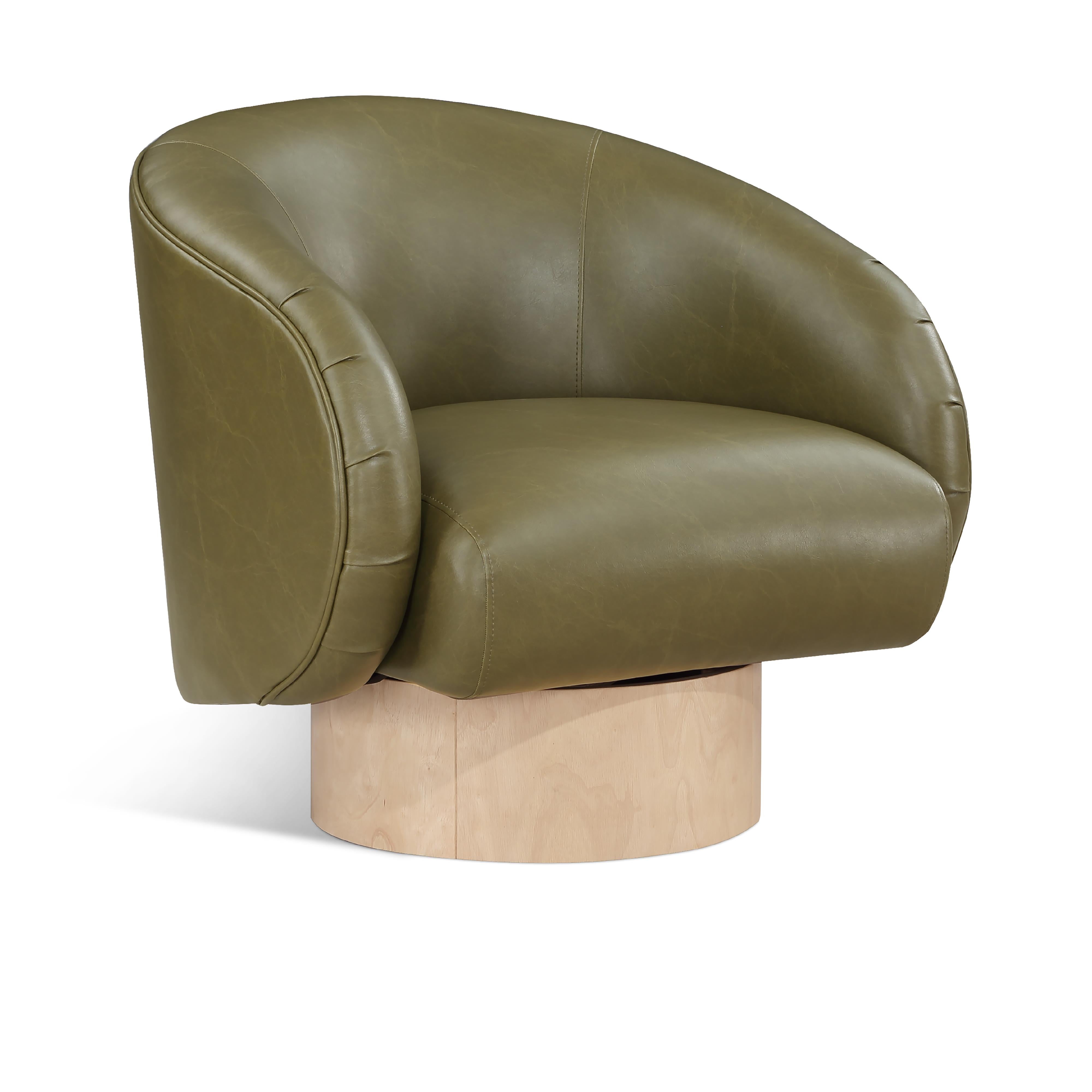 Meridian Gibson Olive Vegan Leather Swivel Accent Chair