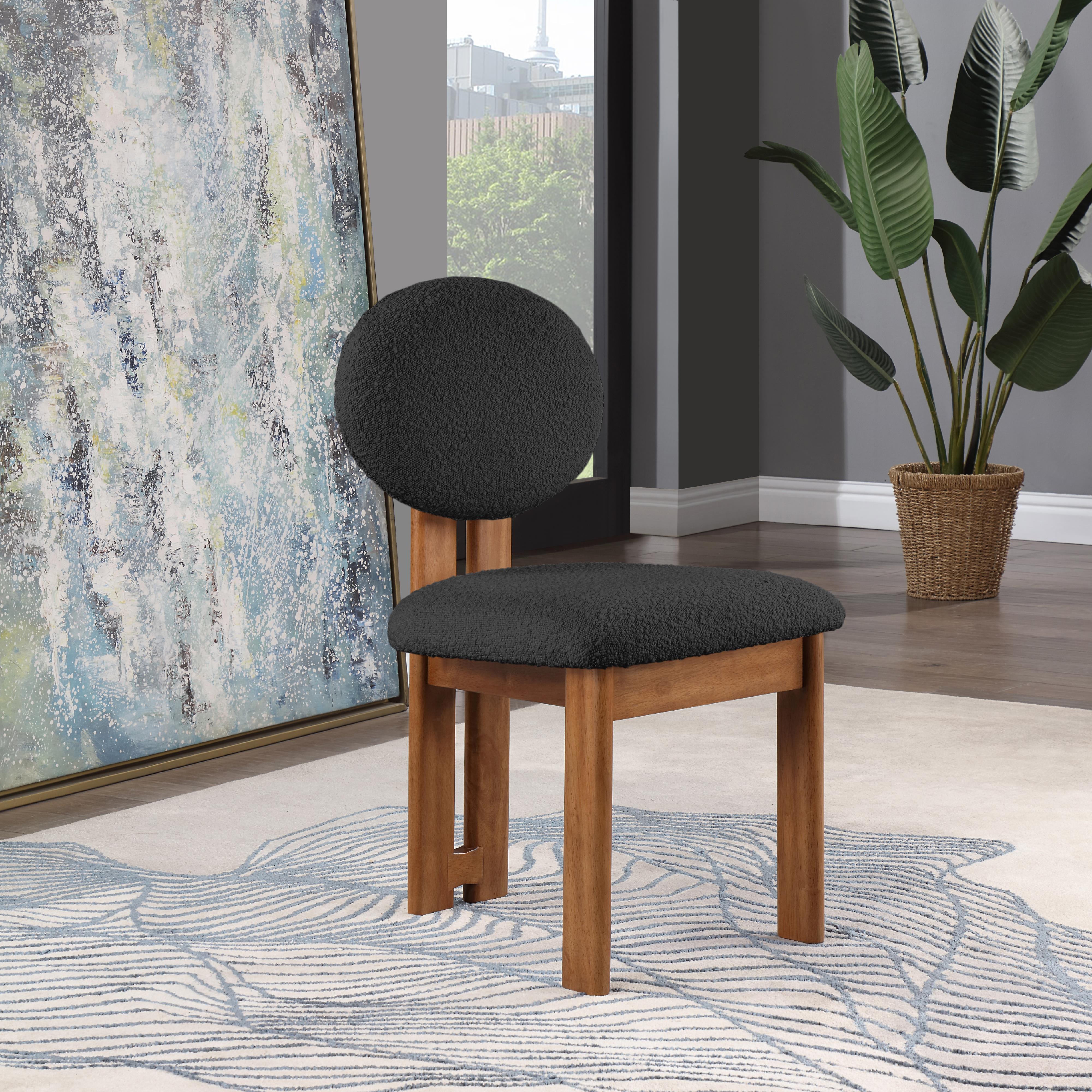 Meridian Napa Black Boucle Fabric Dining Chair