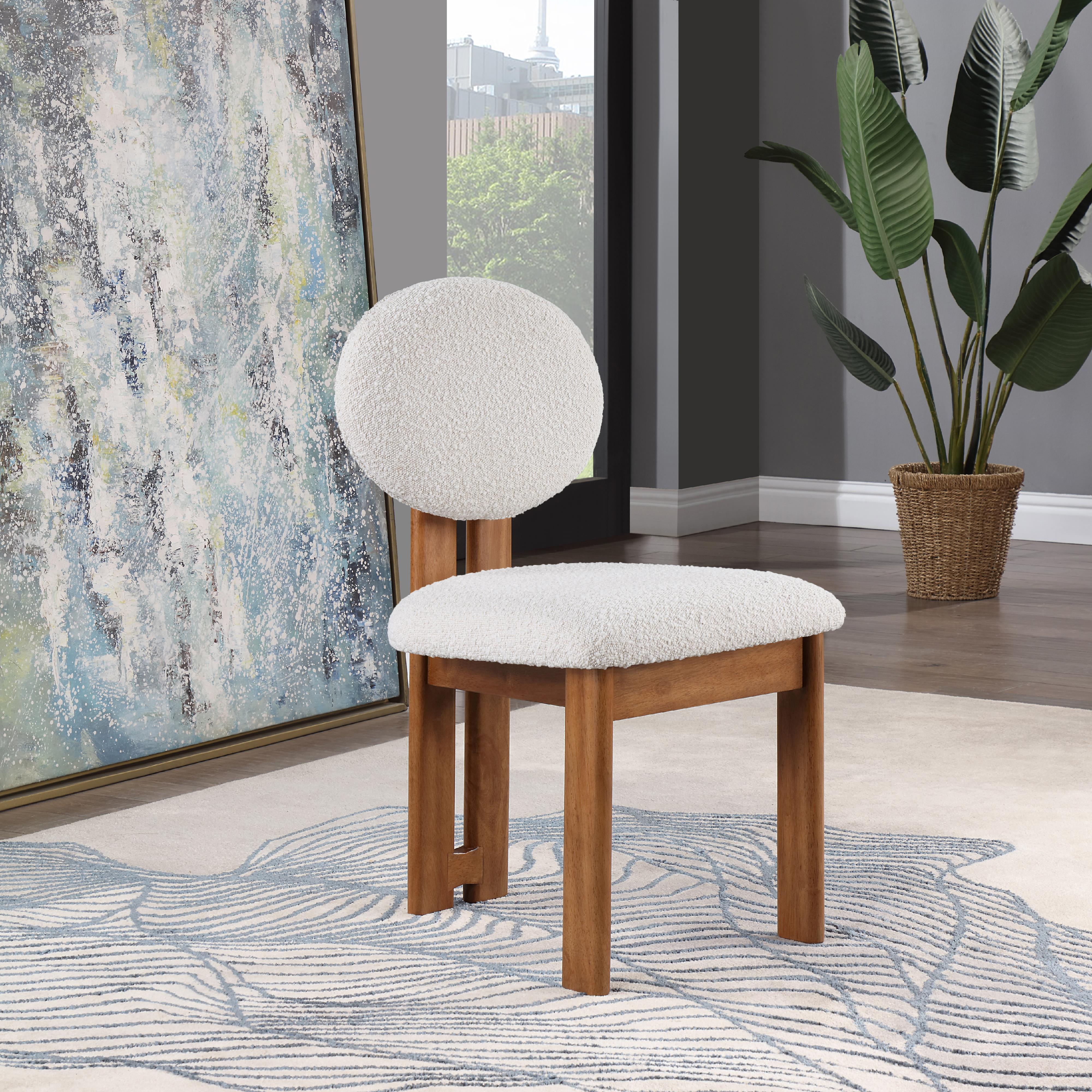Meridian Napa Cream Boucle Fabric Dining Chair