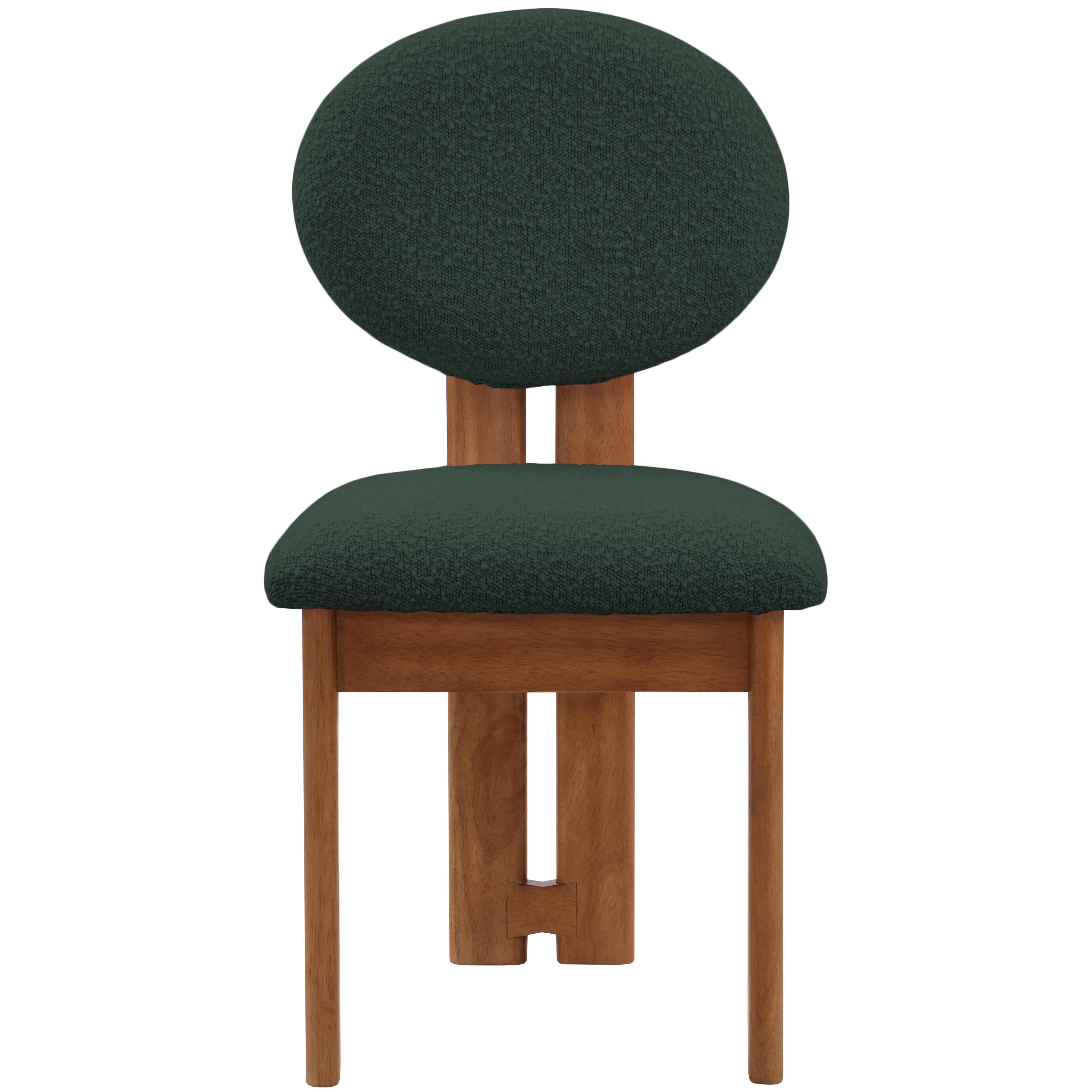 Meridian Napa Green Boucle Fabric Dining Chair
