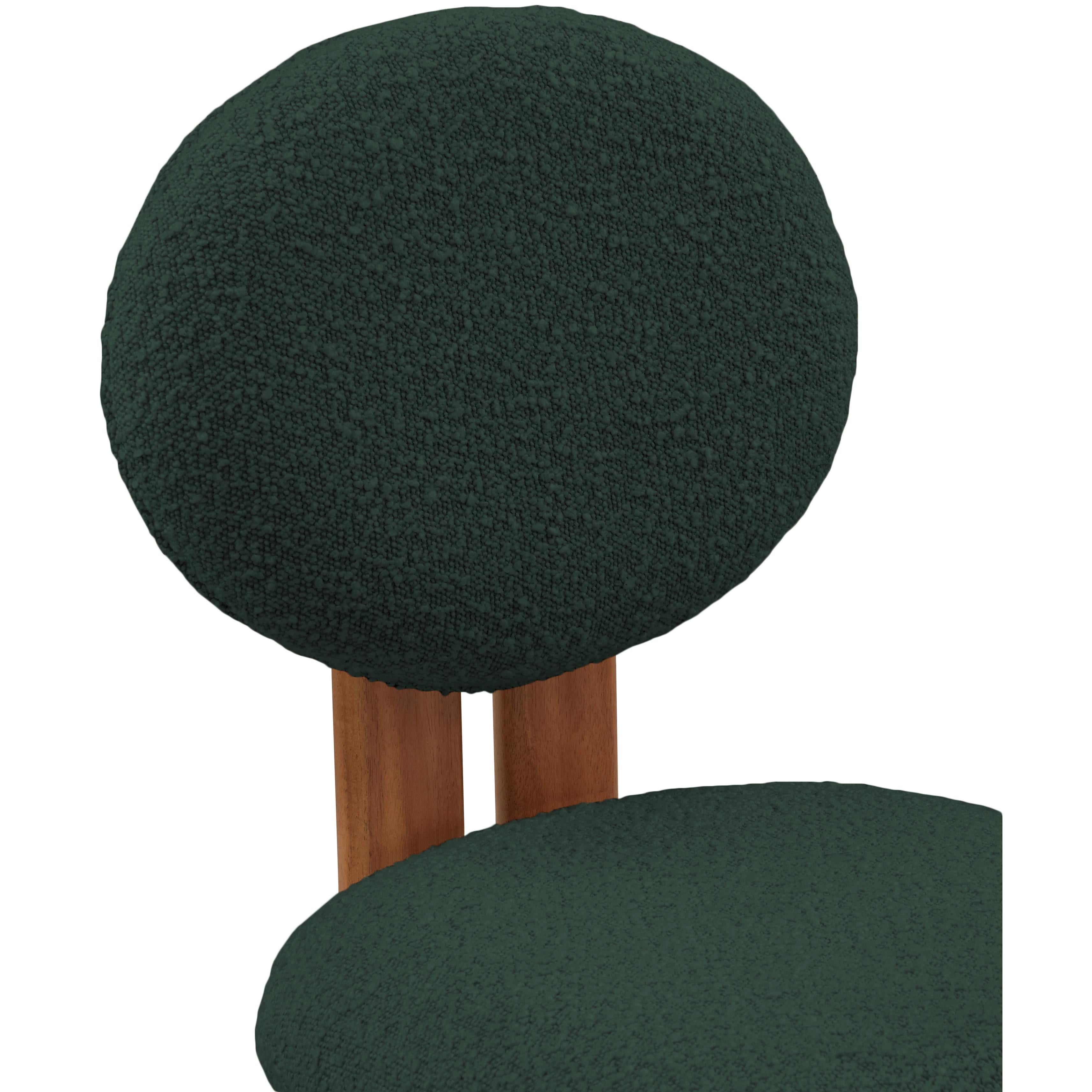 Meridian Napa Green Boucle Fabric Dining Chair