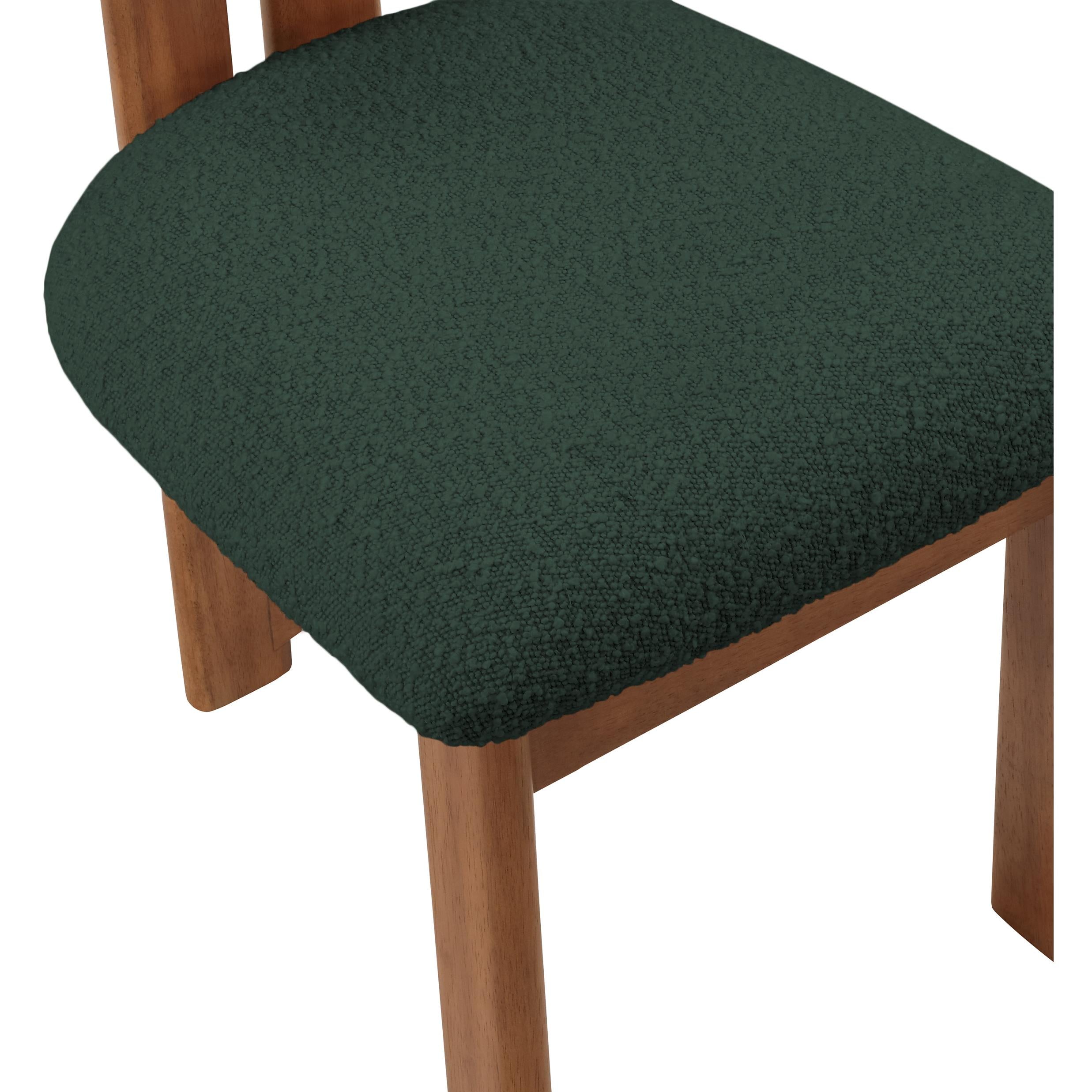 Meridian Napa Green Boucle Fabric Dining Chair