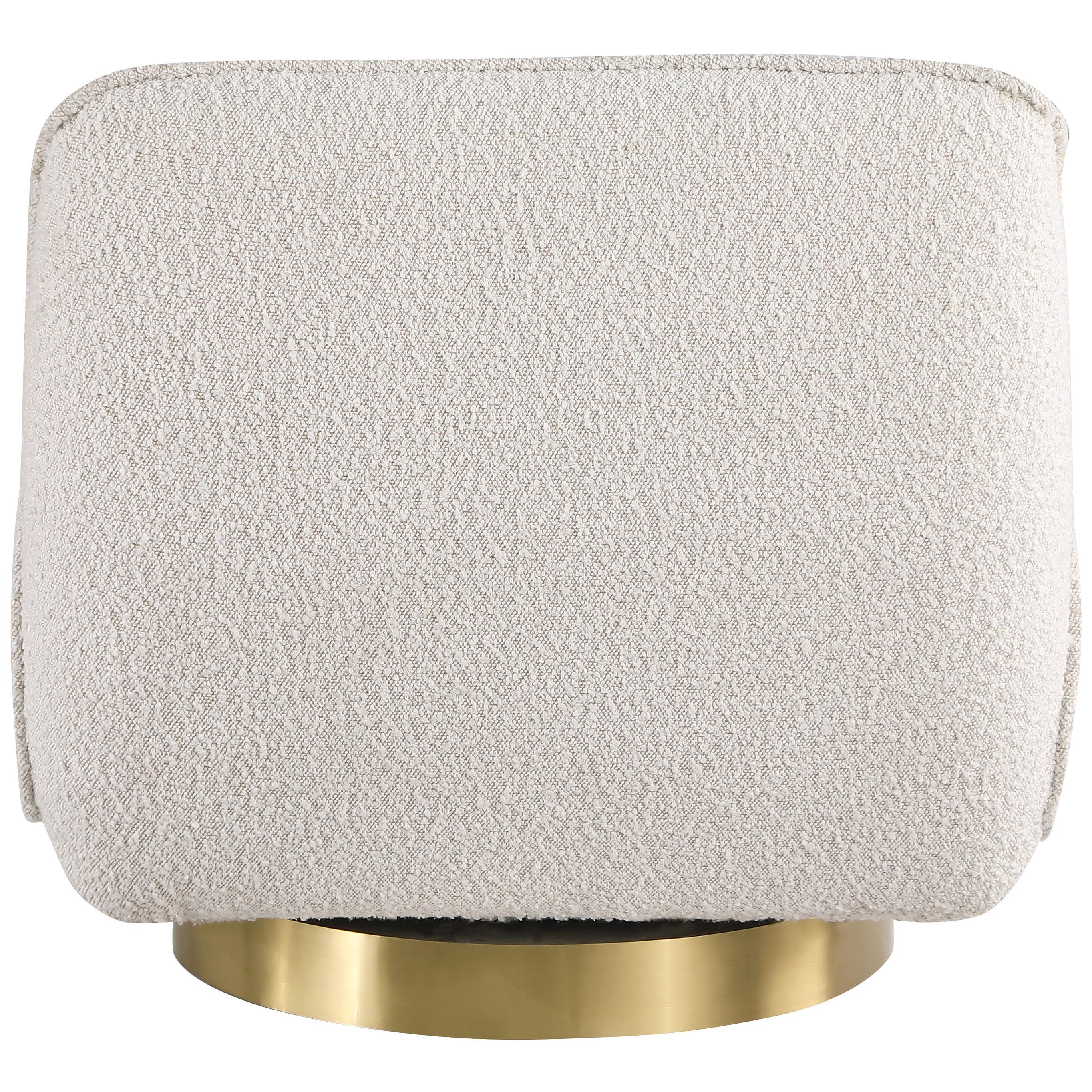 Meridian Geneva Cream Boucle Fabric Swivel Accent Chair