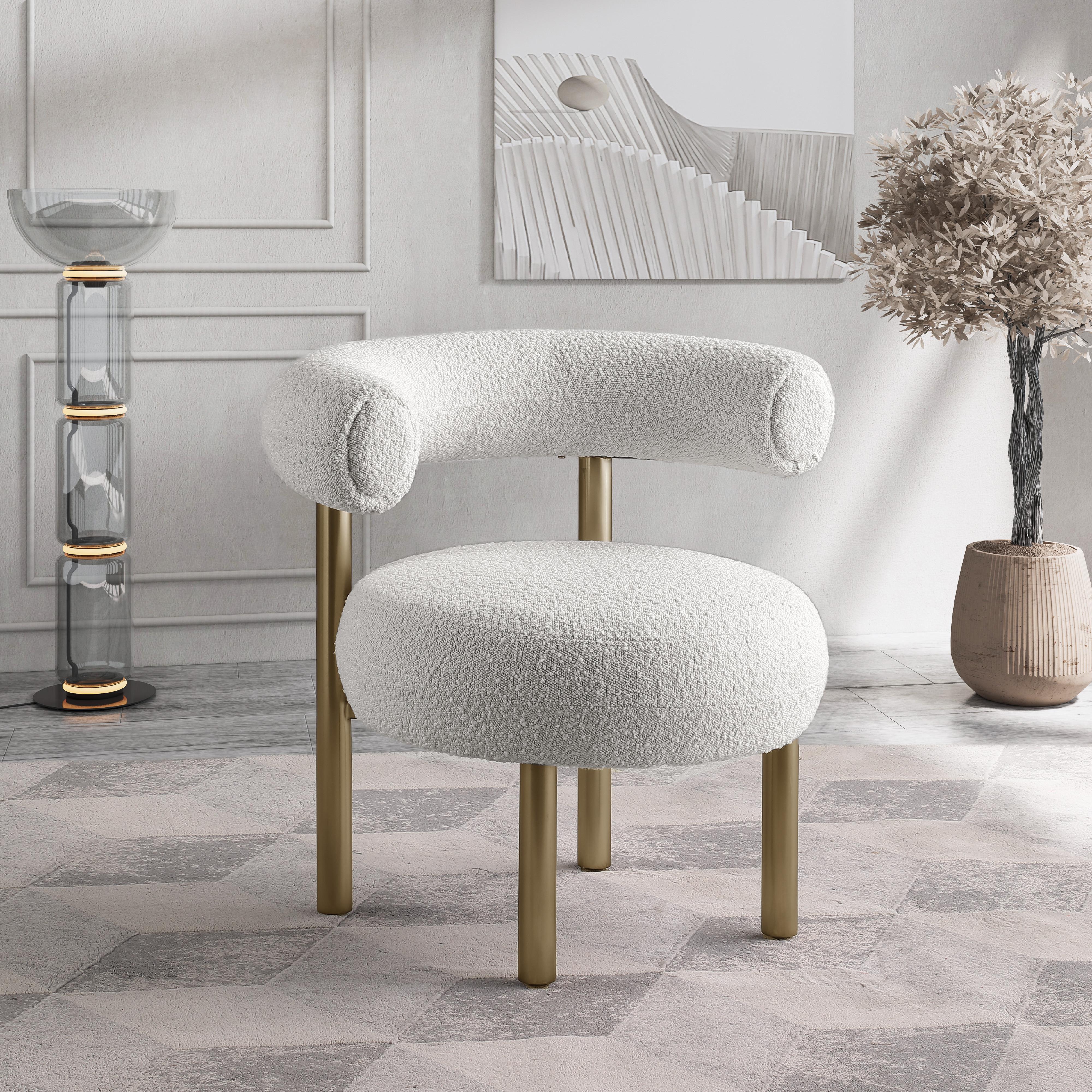 Meridian Bordeaux Cream Boucle Fabric Accent Chair