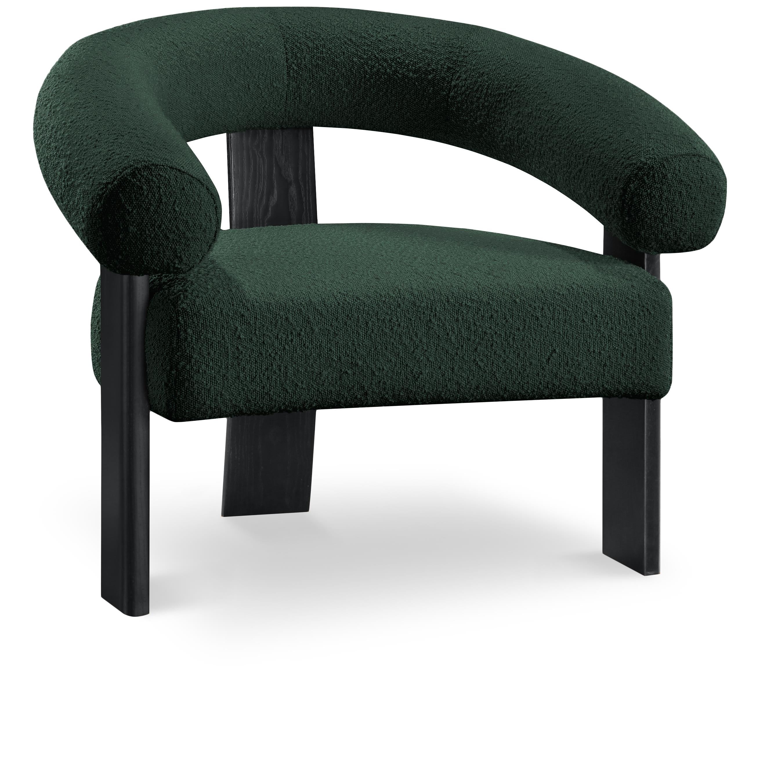 Meridian Winston Green Boucle Fabric Accent Chair