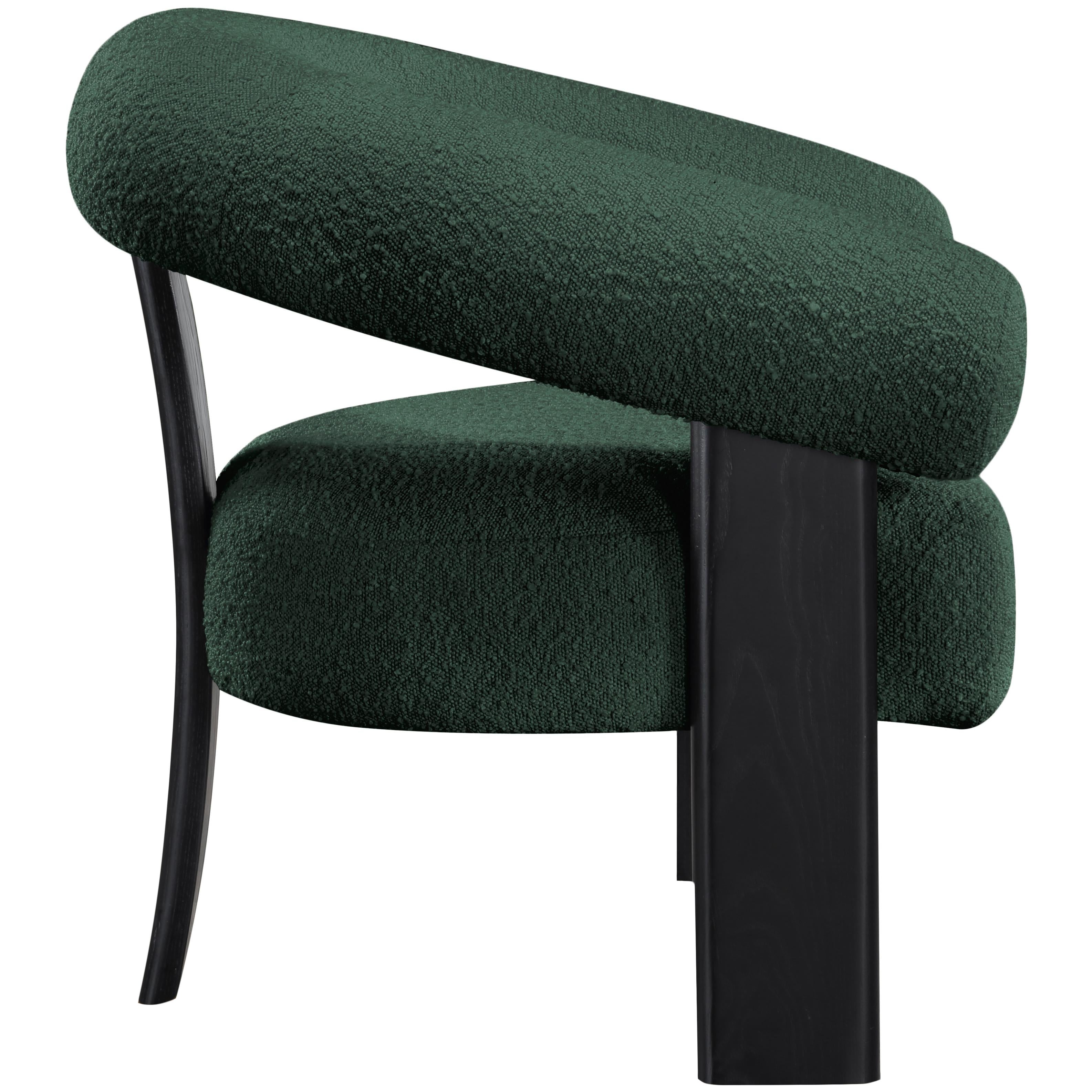 Meridian Winston Green Boucle Fabric Accent Chair