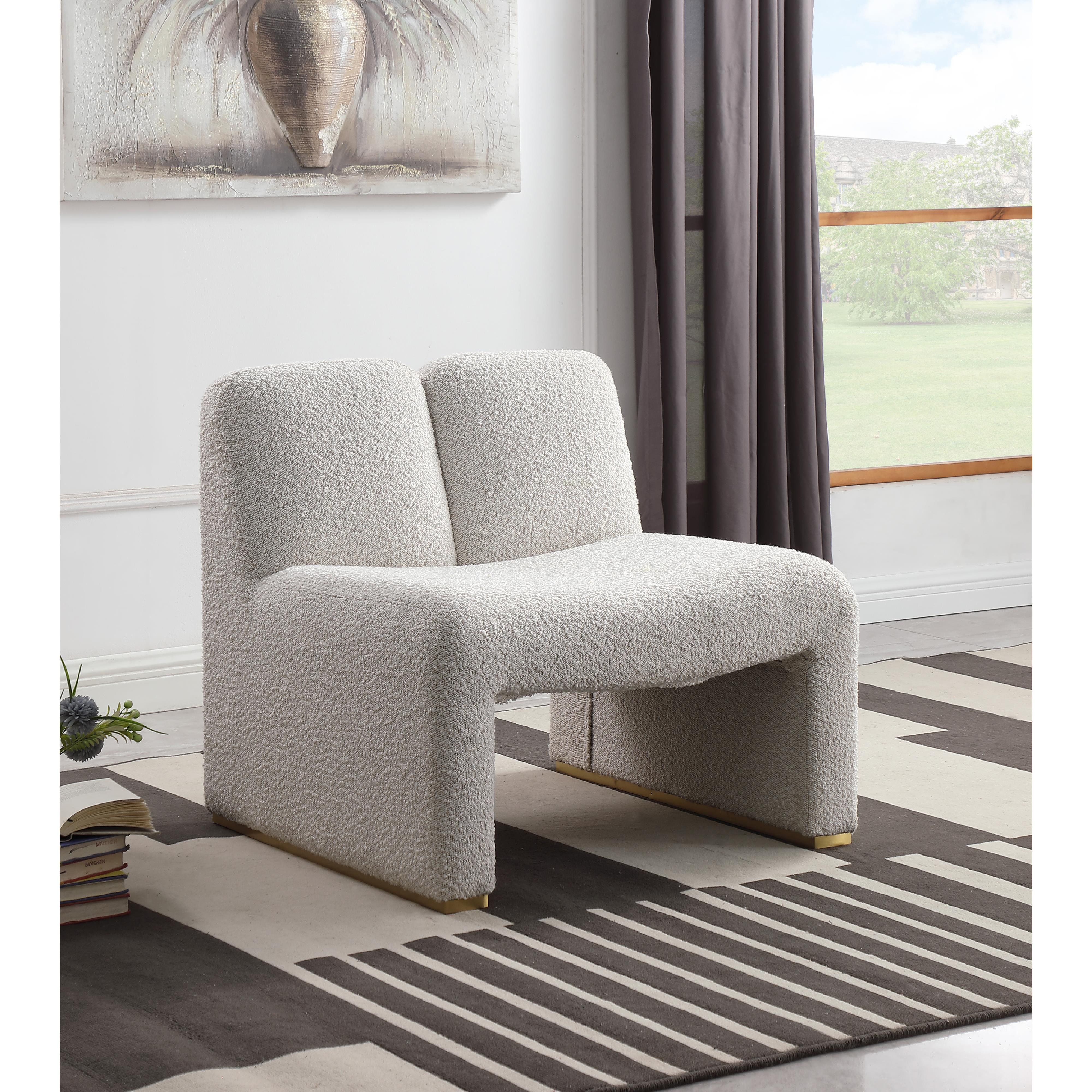 Meridian Alta Cream Boucle Fabric Accent Chair