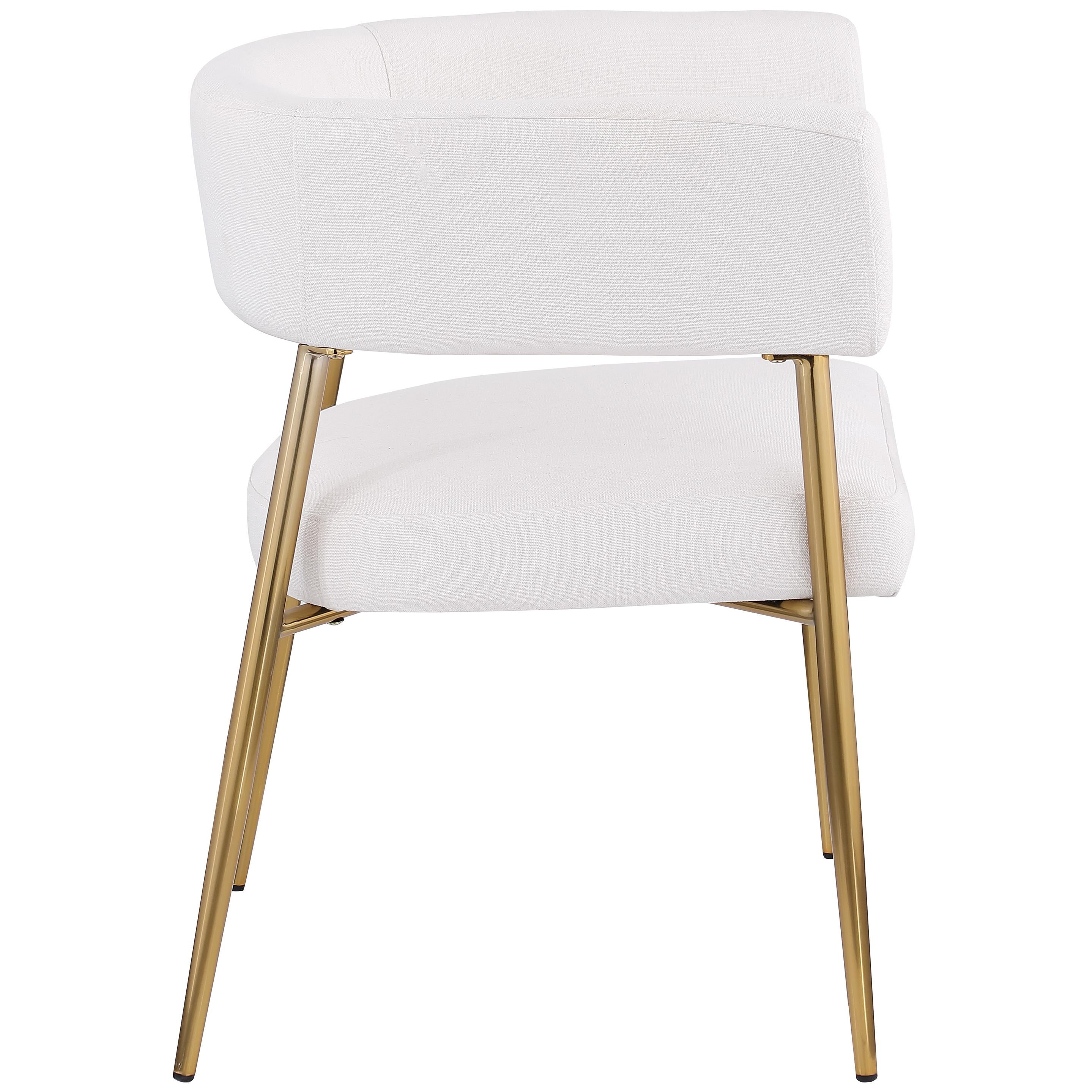 Meridian Creston Cream Durable Linen Textured Fabric Dining Chair