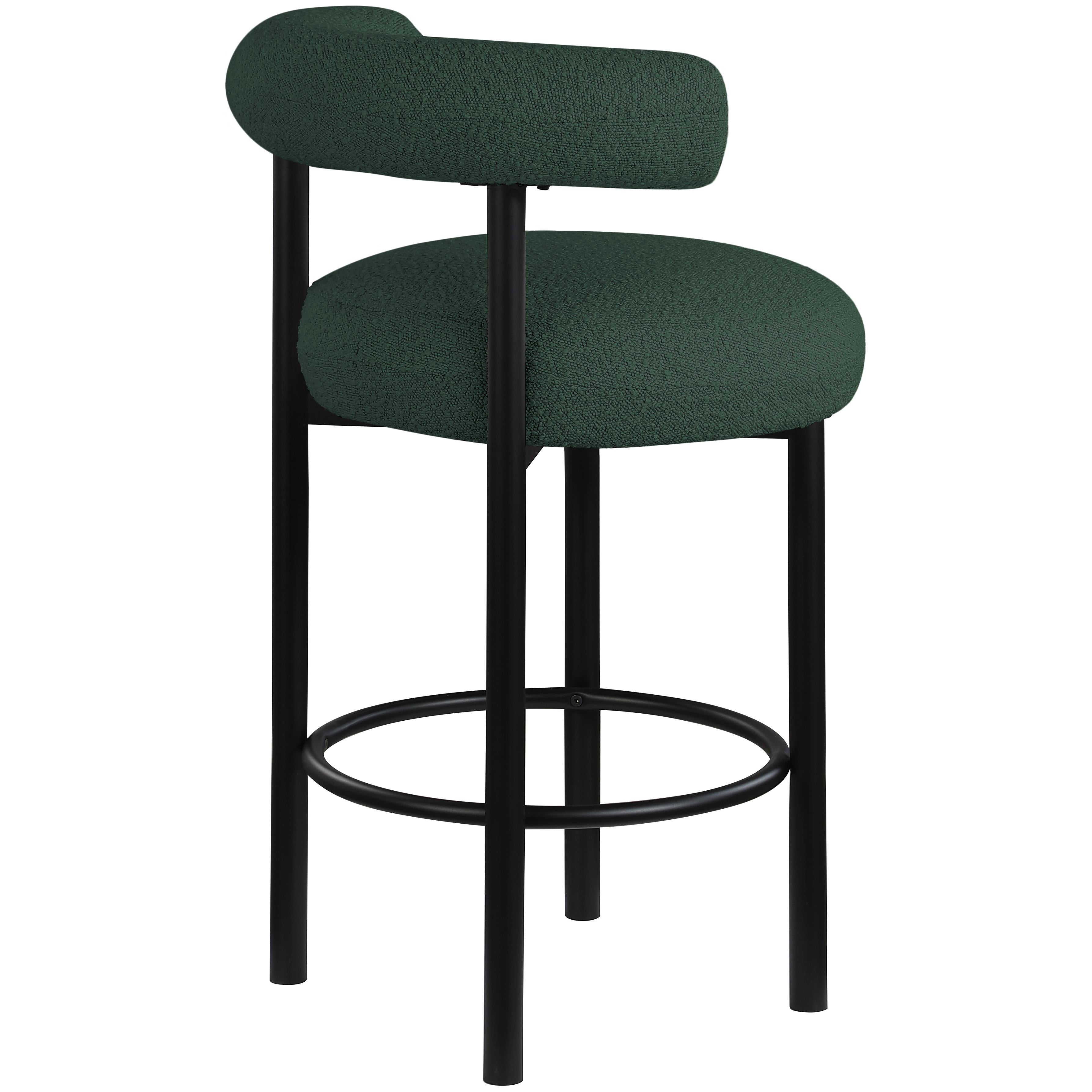 Meridian Bordeaux Green Boucle Fabric Stool
