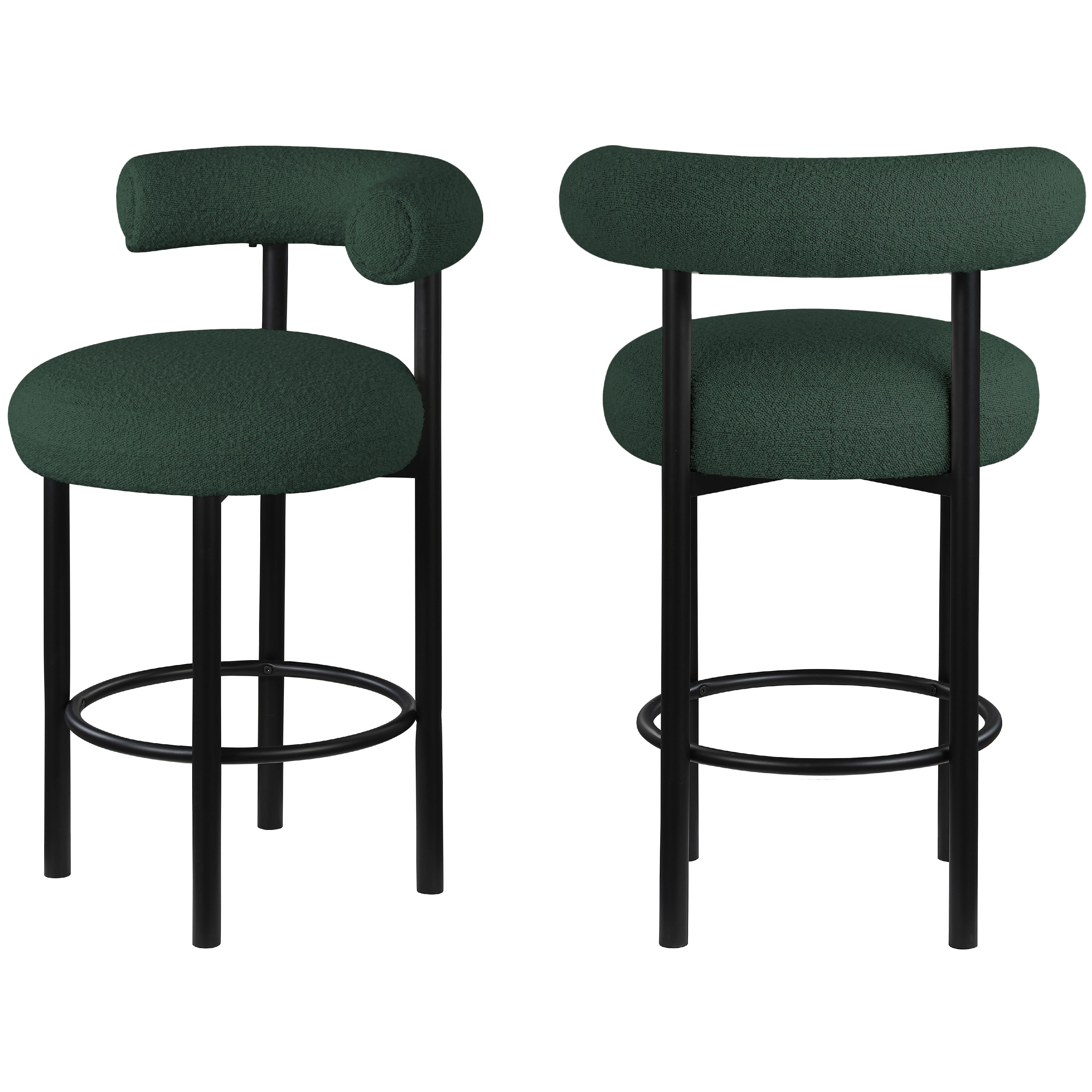 Meridian Bordeaux Green Boucle Fabric Stool