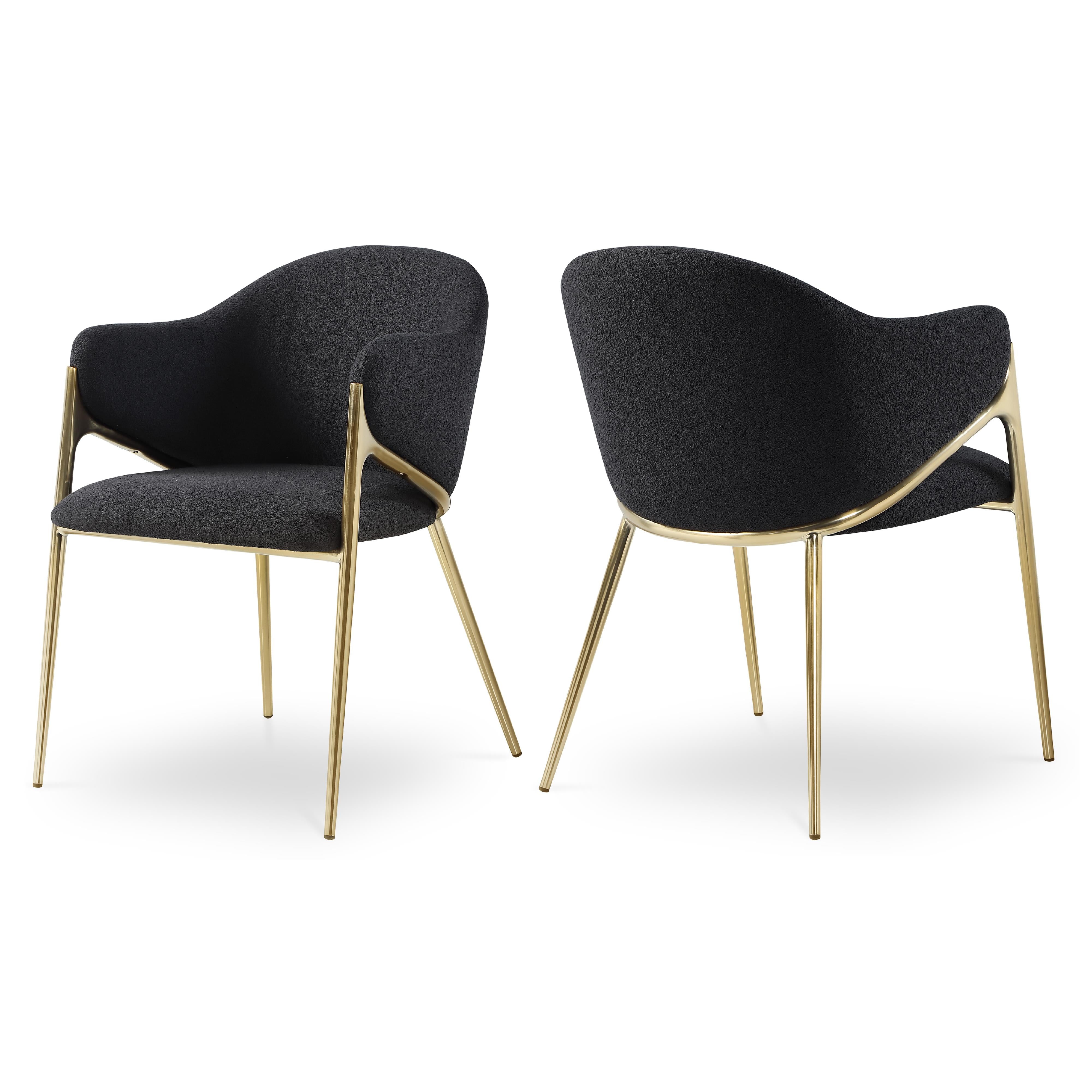 Meridian Nial Black Boucle Fabric Dining Chair