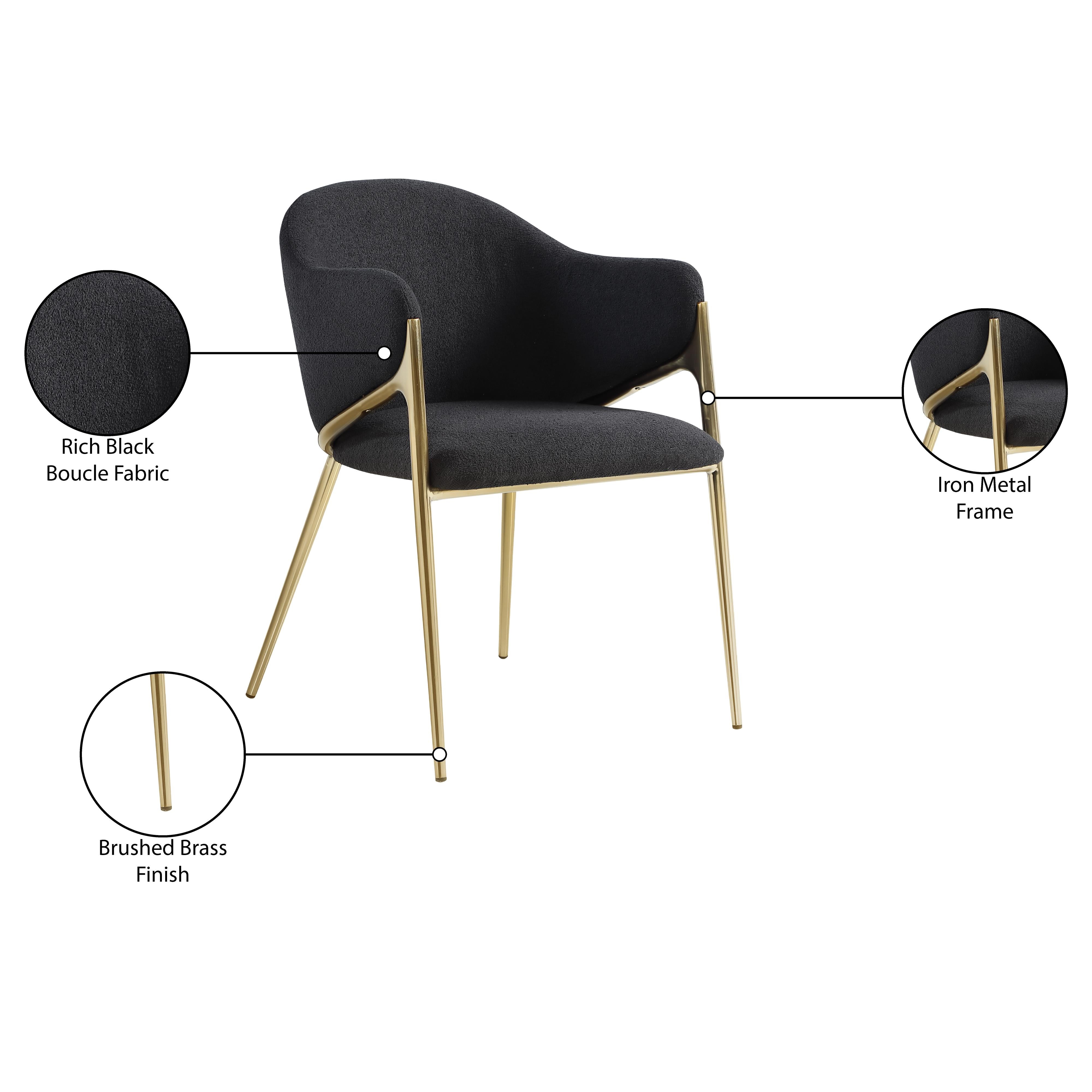 Meridian Nial Black Boucle Fabric Dining Chair