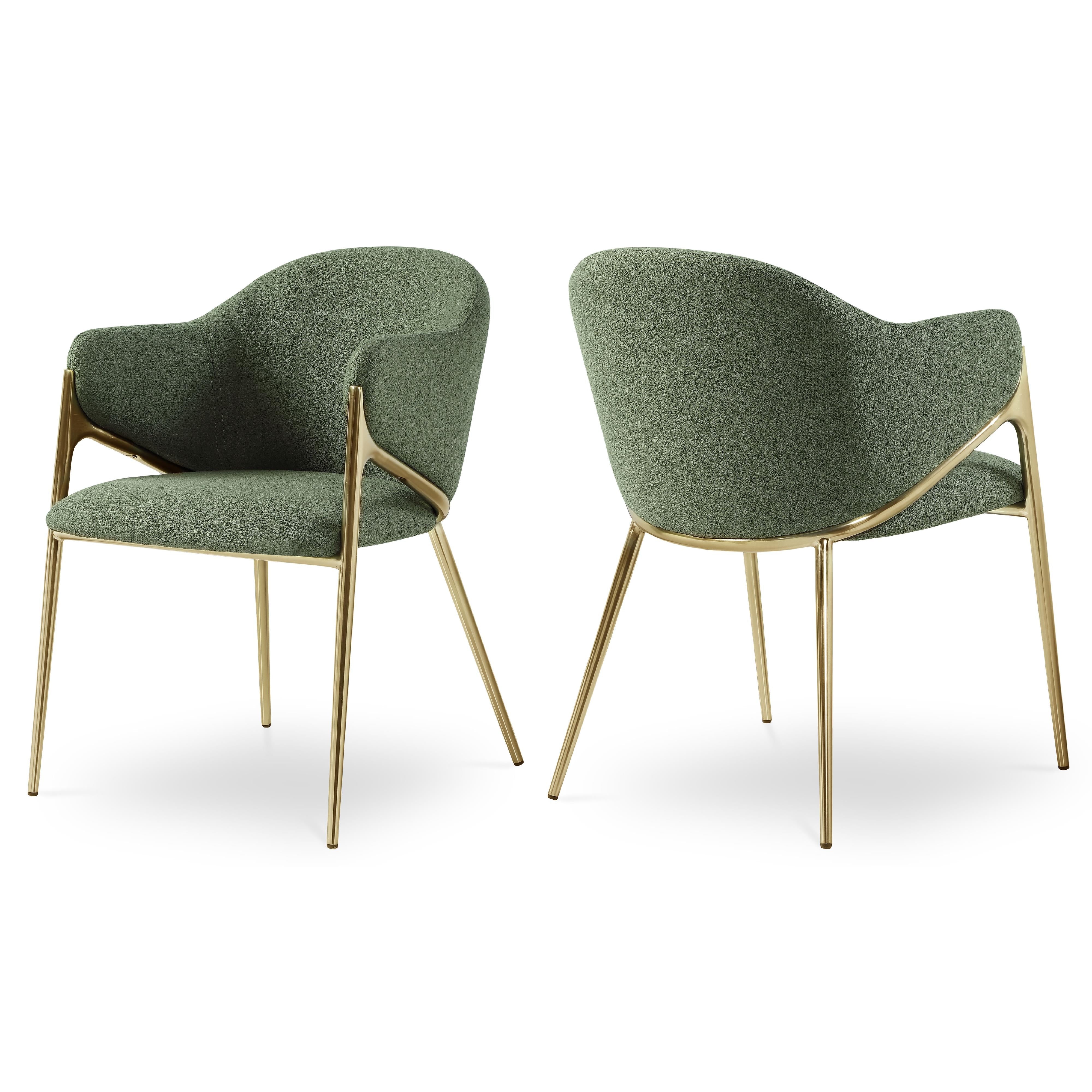Meridian Nial Green Boucle Fabric Dining Chair