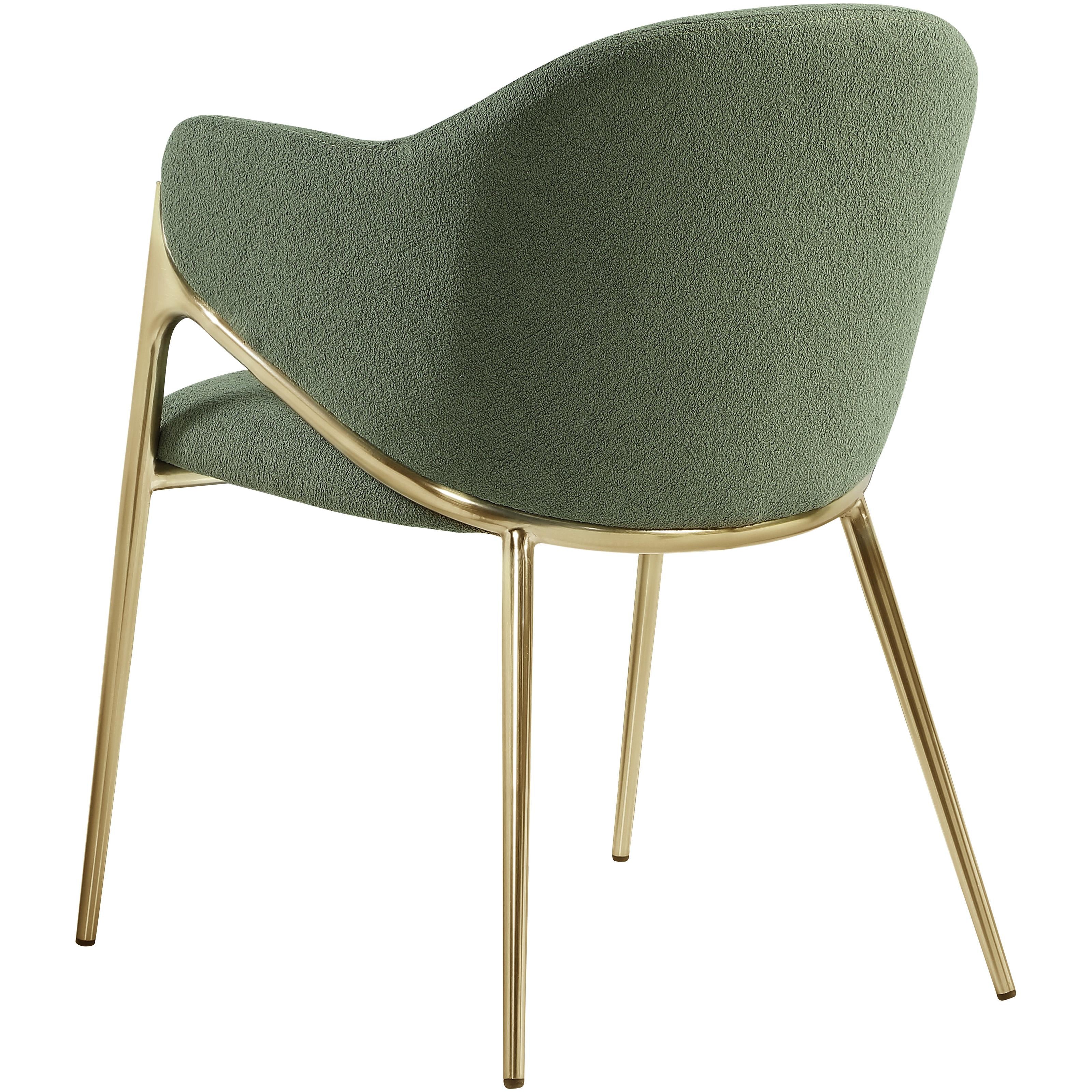 Meridian Nial Green Boucle Fabric Dining Chair