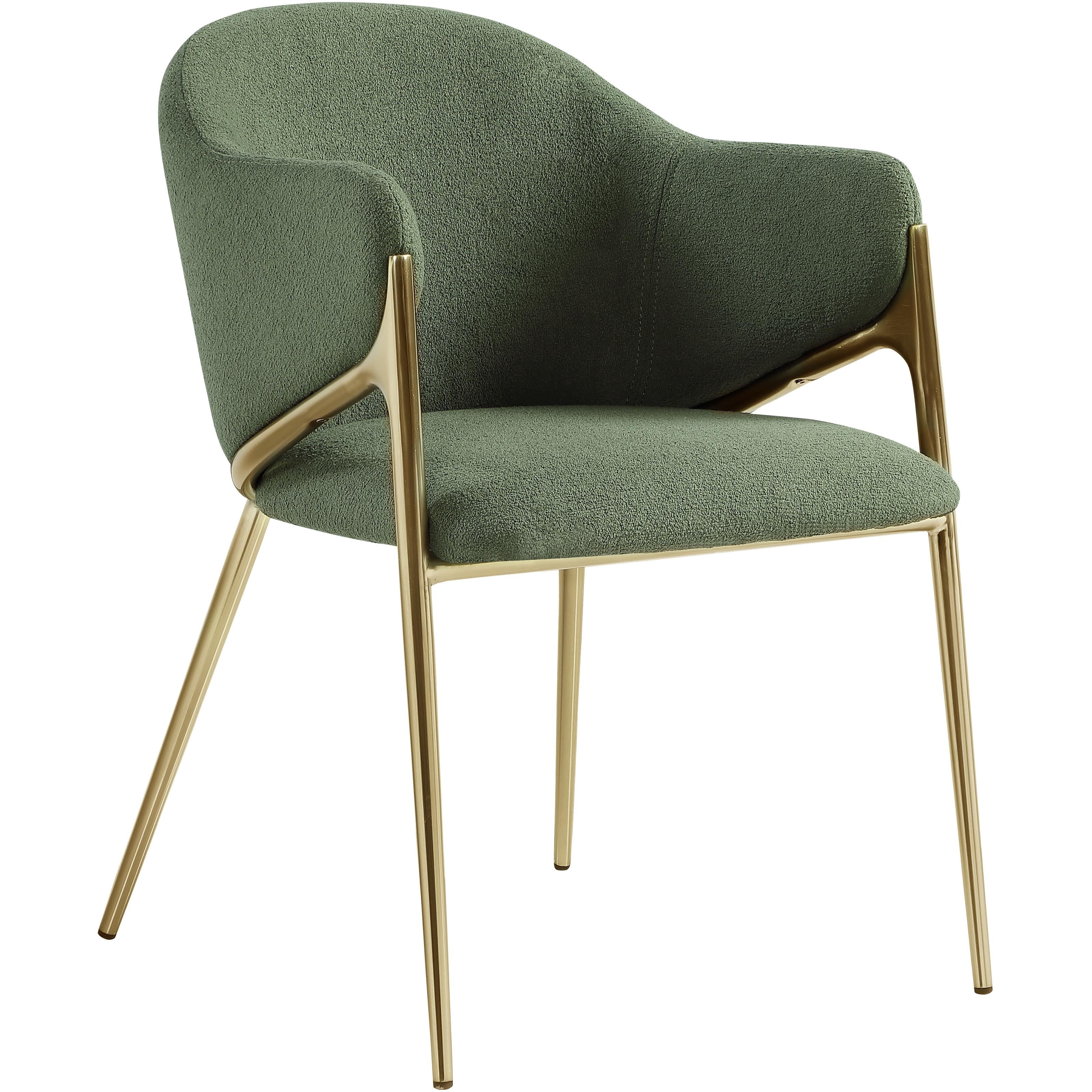 Meridian Nial Green Boucle Fabric Dining Chair
